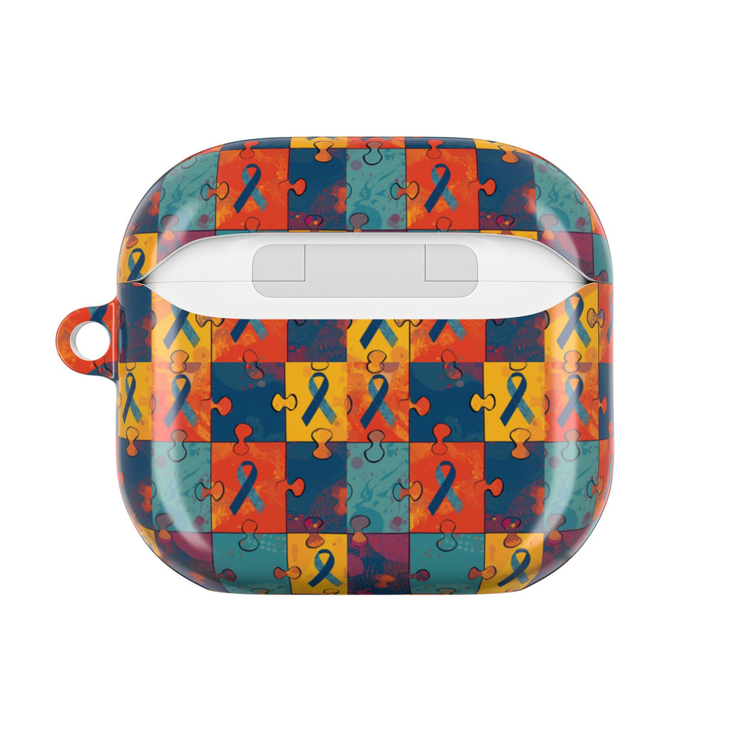 Awareness Ribbon Puzzle Pattern AirPod Case — Colorful Support & Hope Design