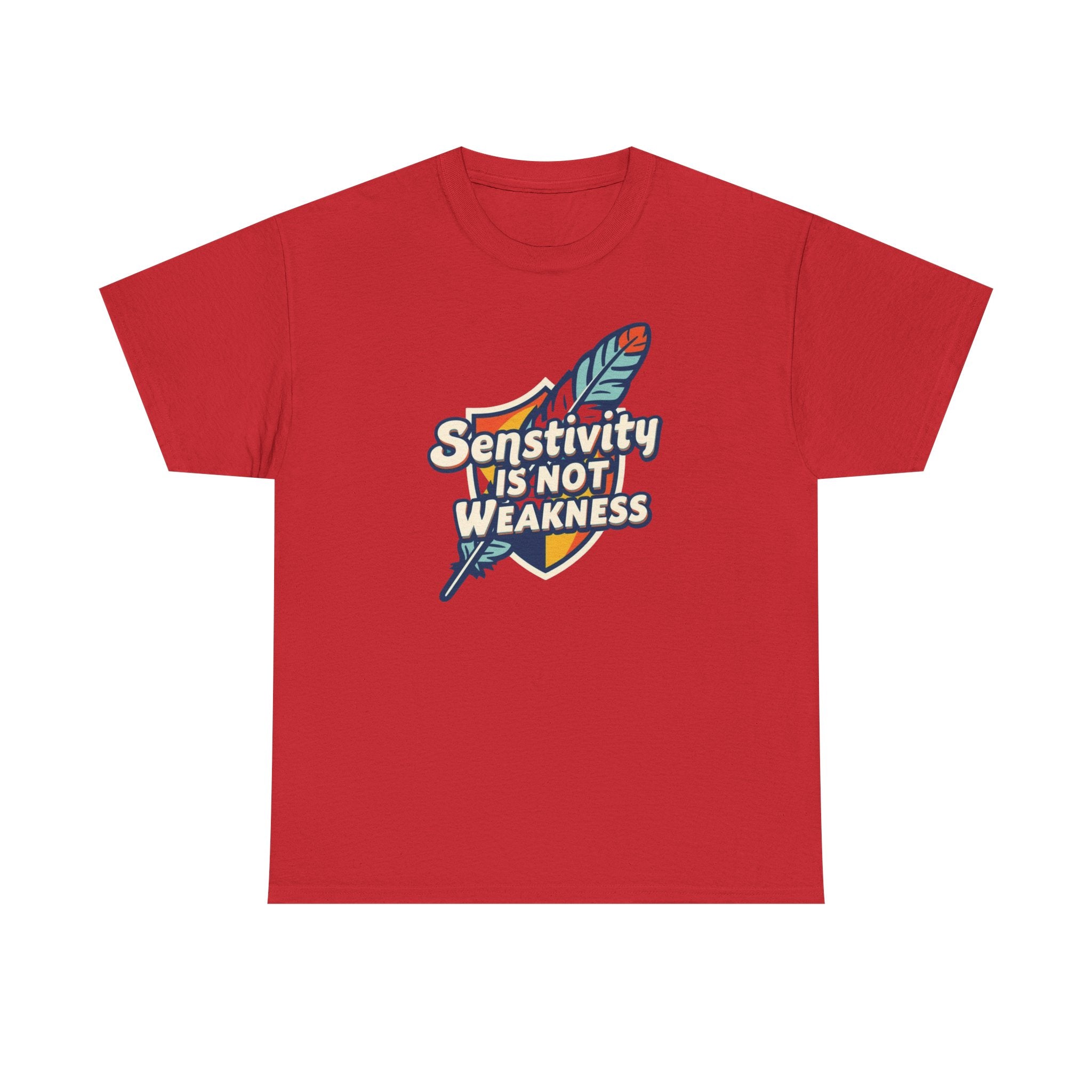 Sensitivity Is Not Weakness T-Shirt — Empathy Feather Graphic Tee