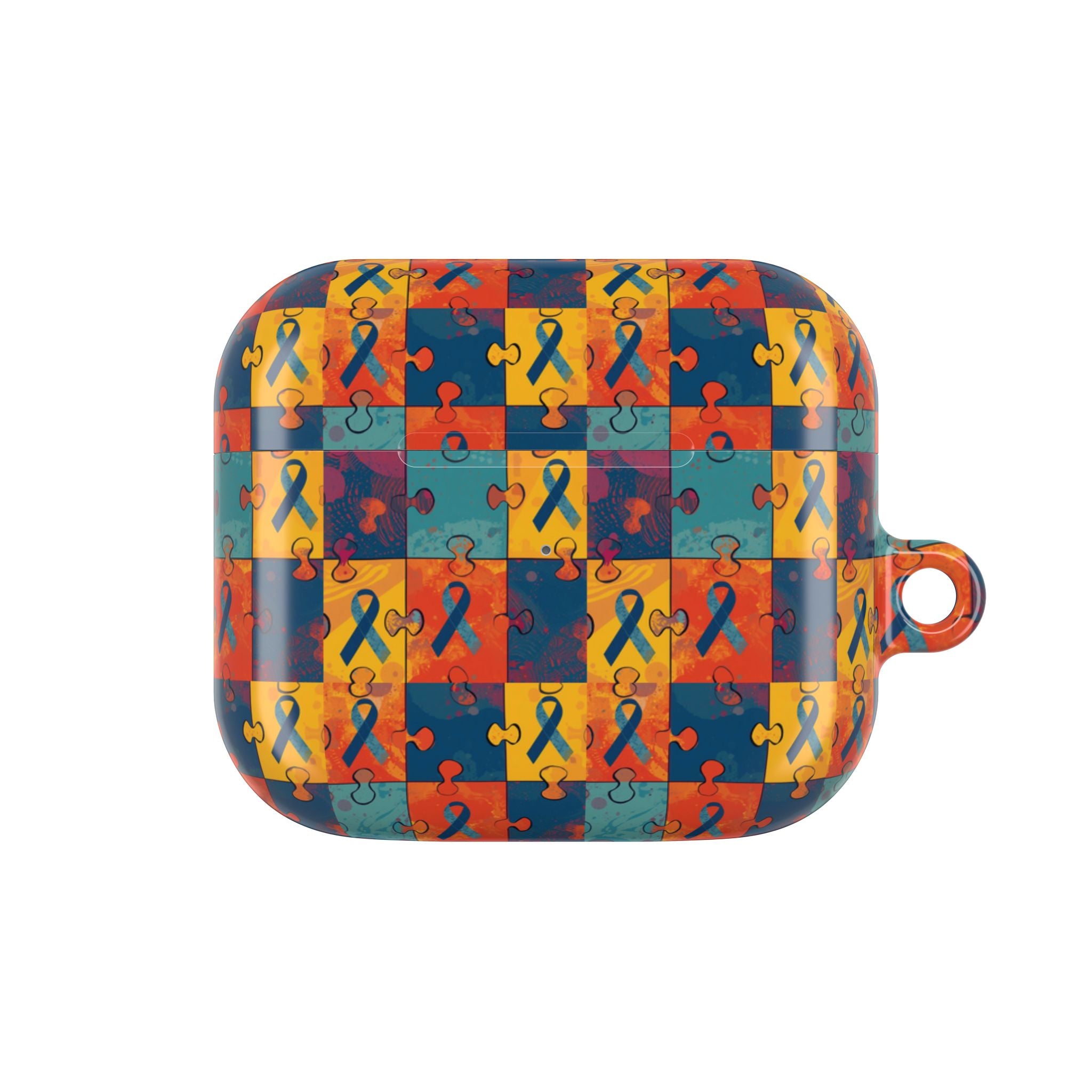 Awareness Ribbon Puzzle Pattern AirPod Case — Colorful Support & Hope Design