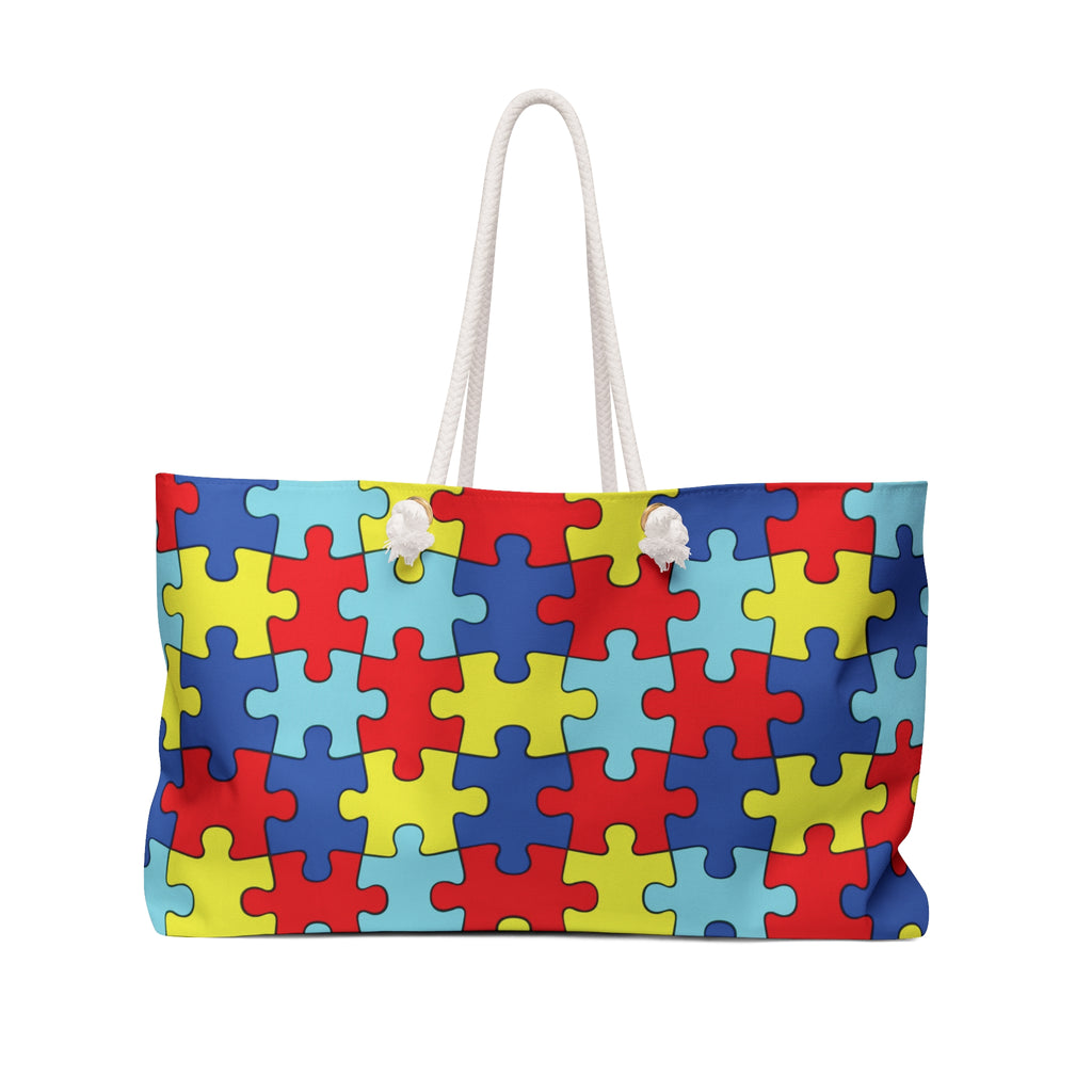 Autism Puzzle Piece Weekender Bag – Colorful Travel Tote