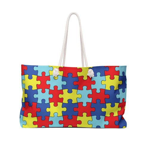 Autism Puzzle Piece Weekender Bag – Colorful Travel Tote