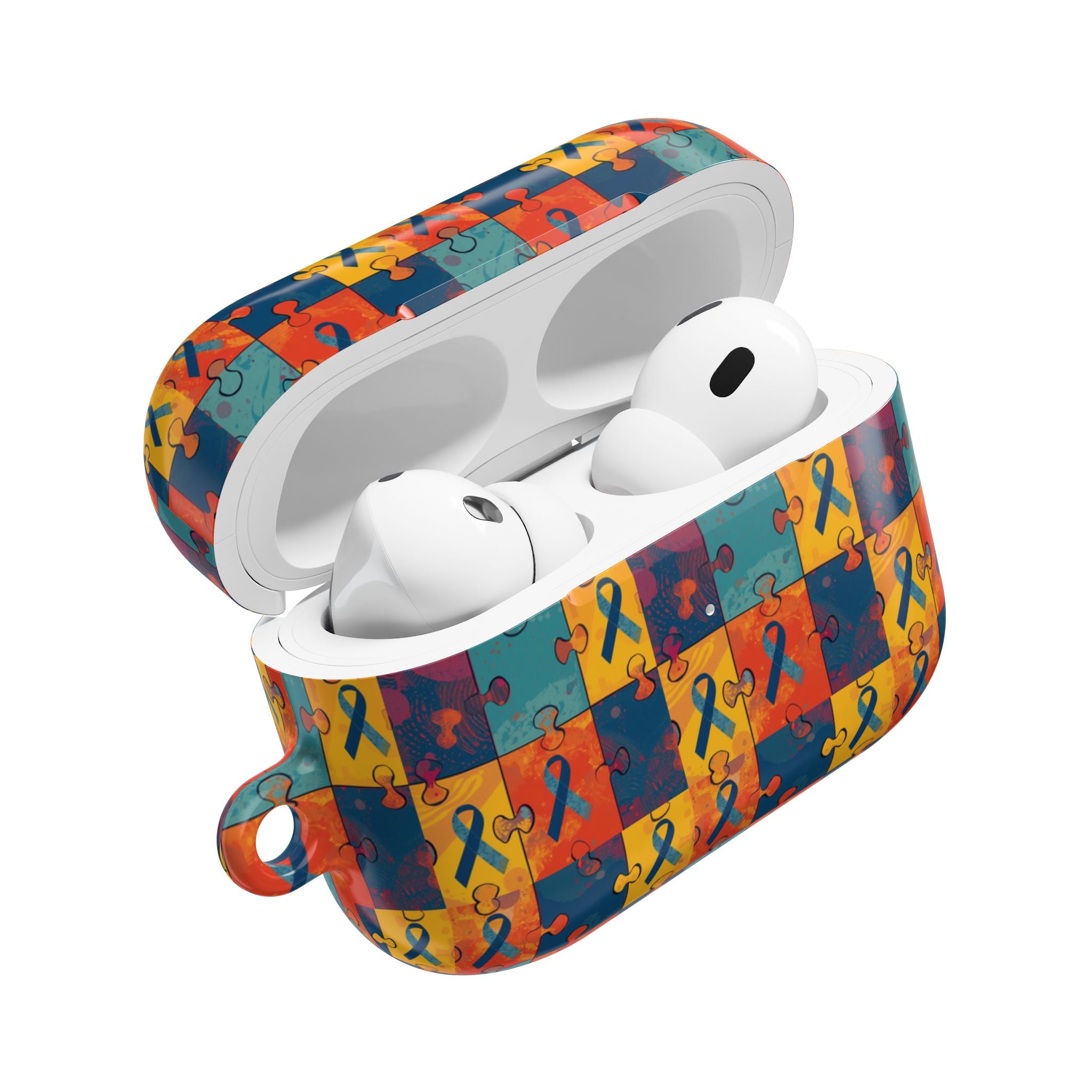 Awareness Ribbon Puzzle Pattern AirPod Case — Colorful Support & Hope Design