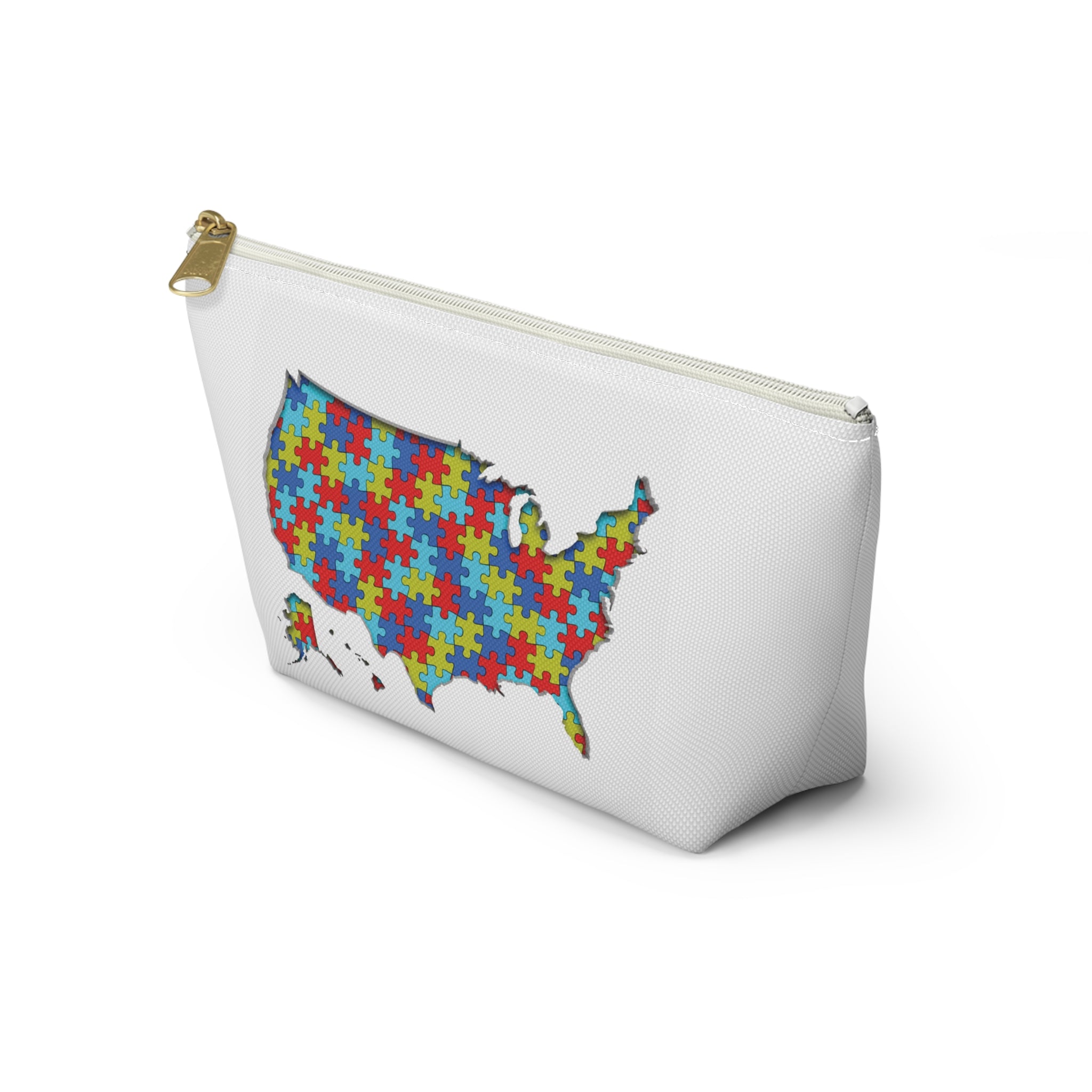 Autism Awareness USA Puzzle Map Accessory Pouch