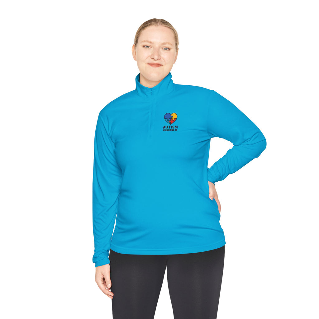 Autism Awareness Quarter-Zip Pullover — Puzzle Heart Logo