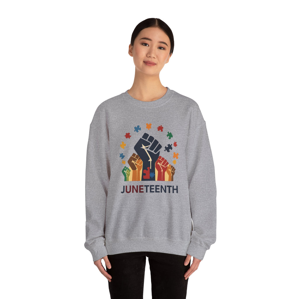 Juneteenth Meets Autism 2 Sweatshirt - Multicolor Unity Graphic Crewneck
