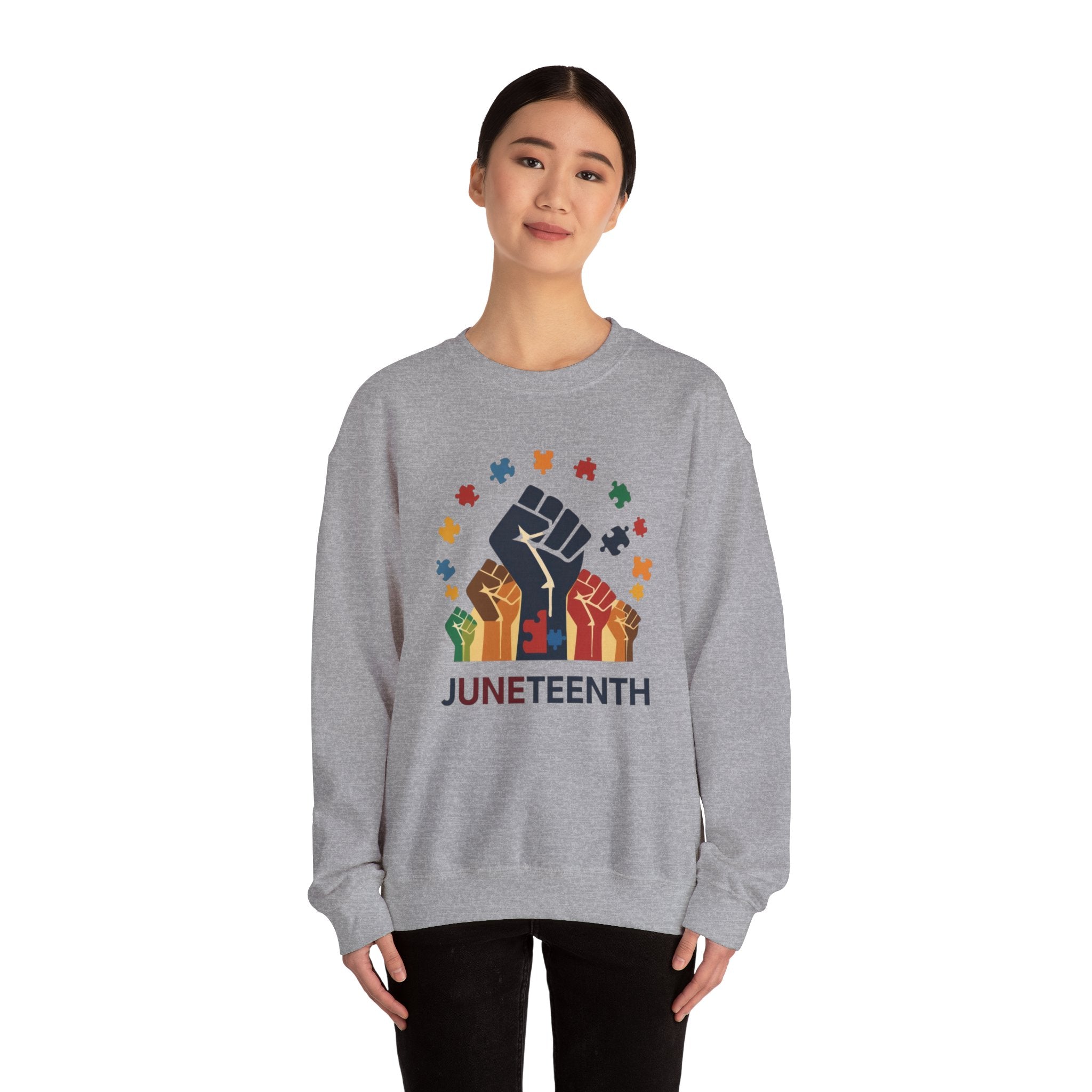 Juneteenth Meets Autism 2 Sweatshirt - Multicolor Unity Graphic Crewneck