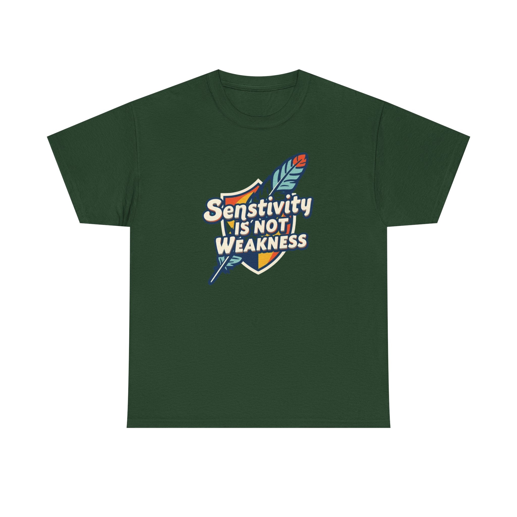 Sensitivity Is Not Weakness T-Shirt — Empathy Feather Graphic Tee
