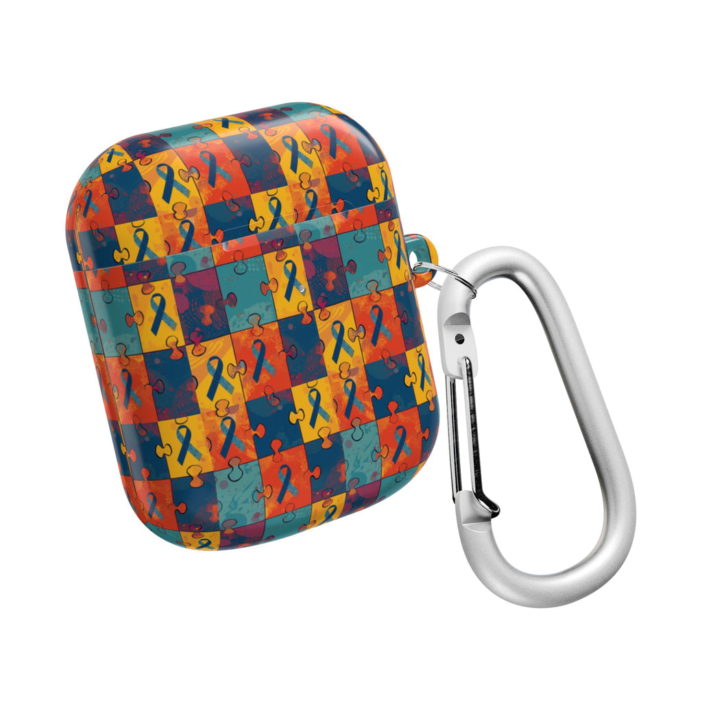 Awareness Ribbon Puzzle Pattern AirPod Case — Colorful Support & Hope Design
