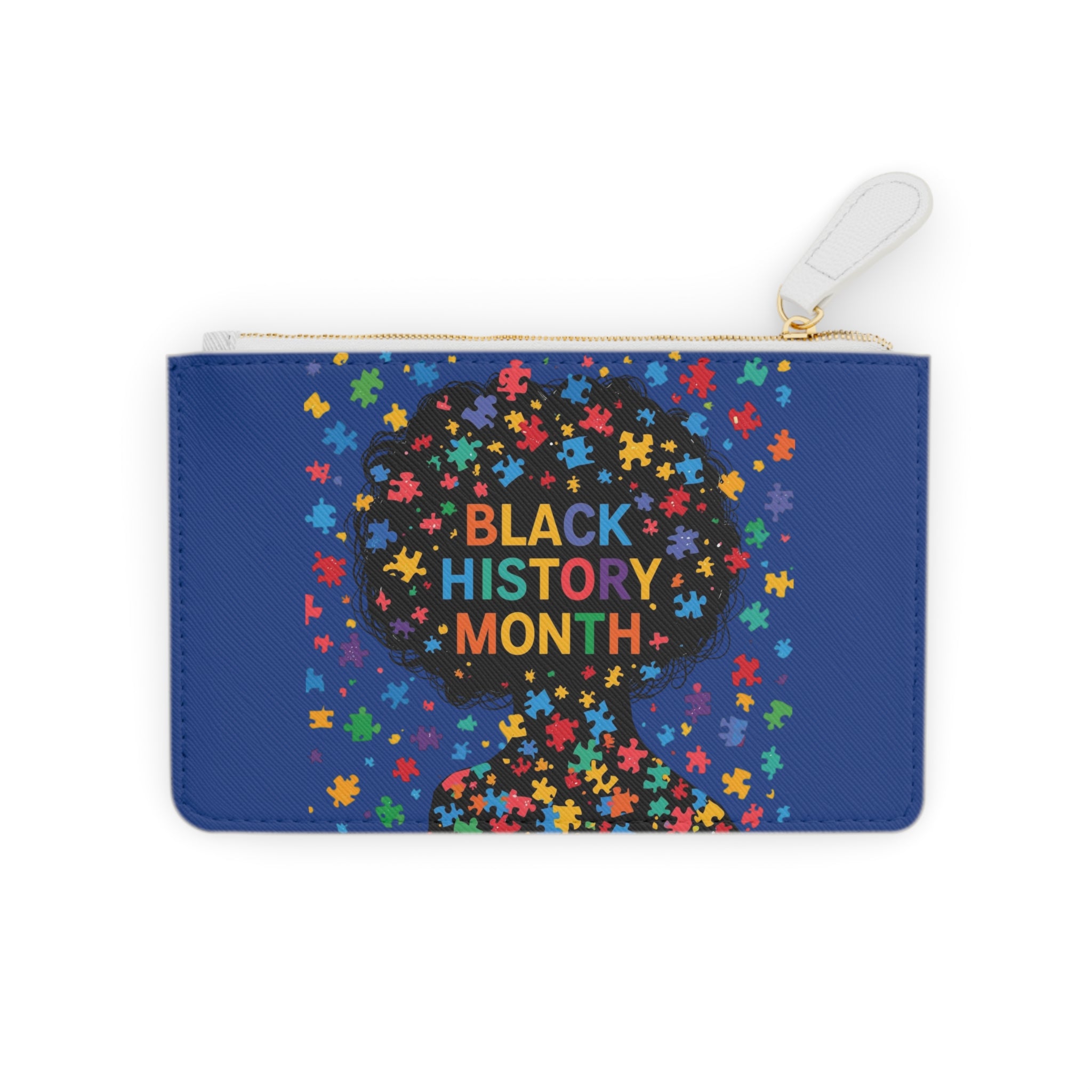 Black History Month Mini Clutch Bag — Colorful Puzzle Heart Design