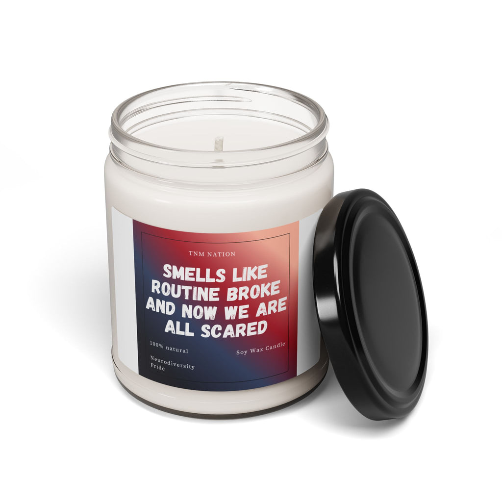 Soy Candle — "Smells Like Routine Broke and Now We Are All Scared" (9oz, Scented)