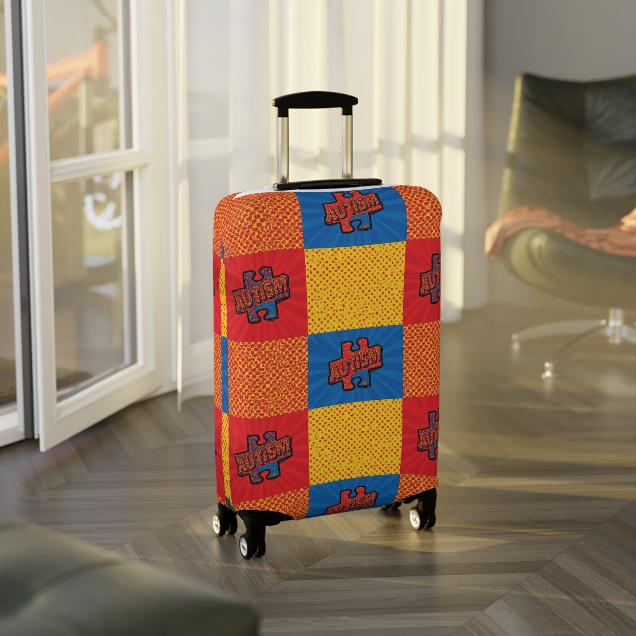 Autism Awareness Puzzle Luggage Cover — Bright Travel Protector