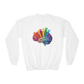 Youth Crewneck Sweatshirt — Autism Brain Graphic “Brain running on multiple open tabs”