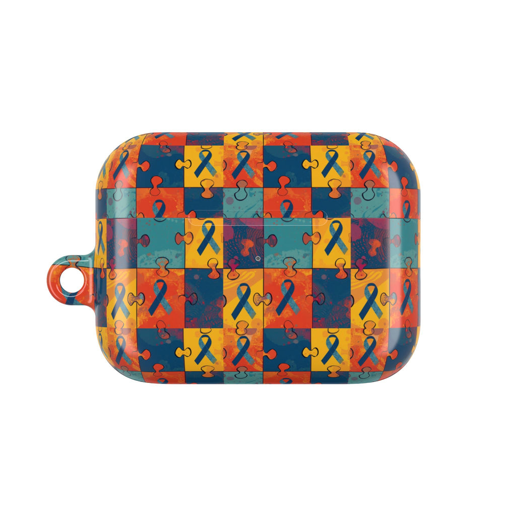 Awareness Ribbon Puzzle Pattern AirPod Case — Colorful Support & Hope Design
