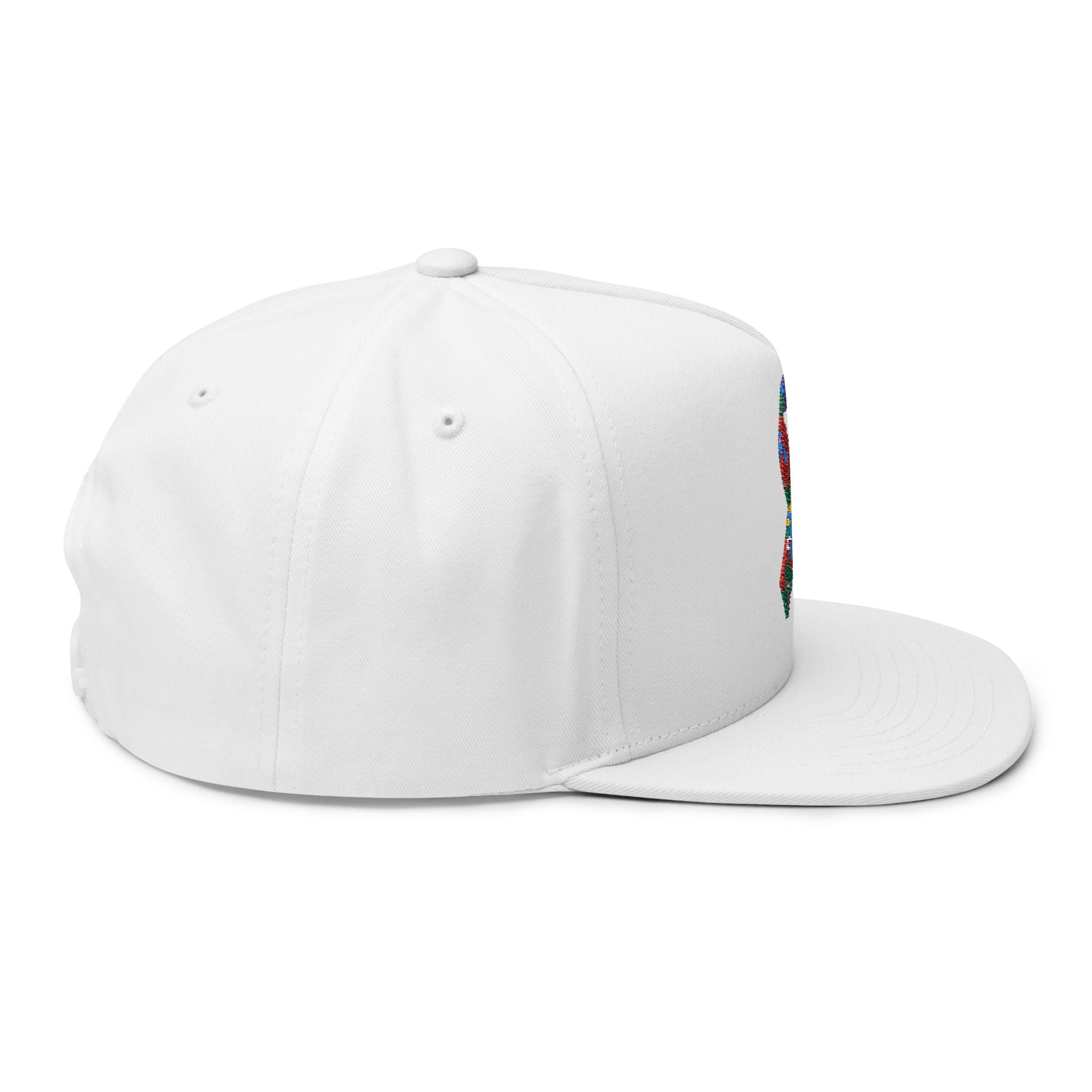 Embroidered Colorful Puzzle Ribbon Snapback Hat — Autism Awareness Flat Bill Cap