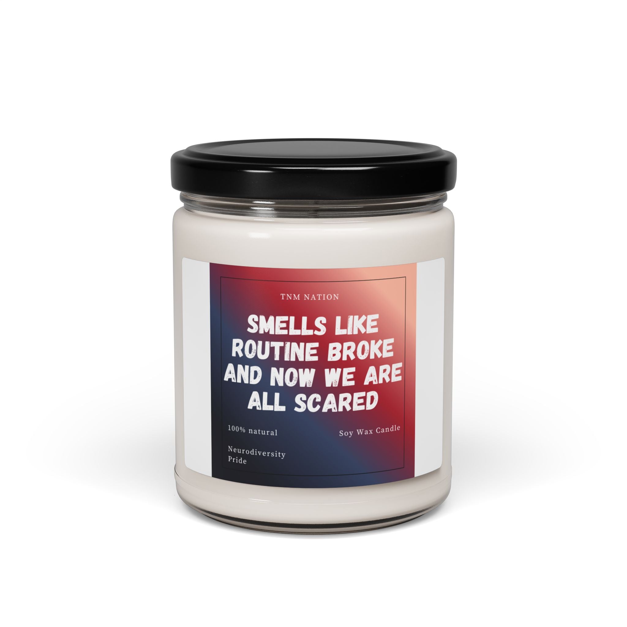 Soy Candle — "Smells Like Routine Broke and Now We Are All Scared" (9oz, Scented)