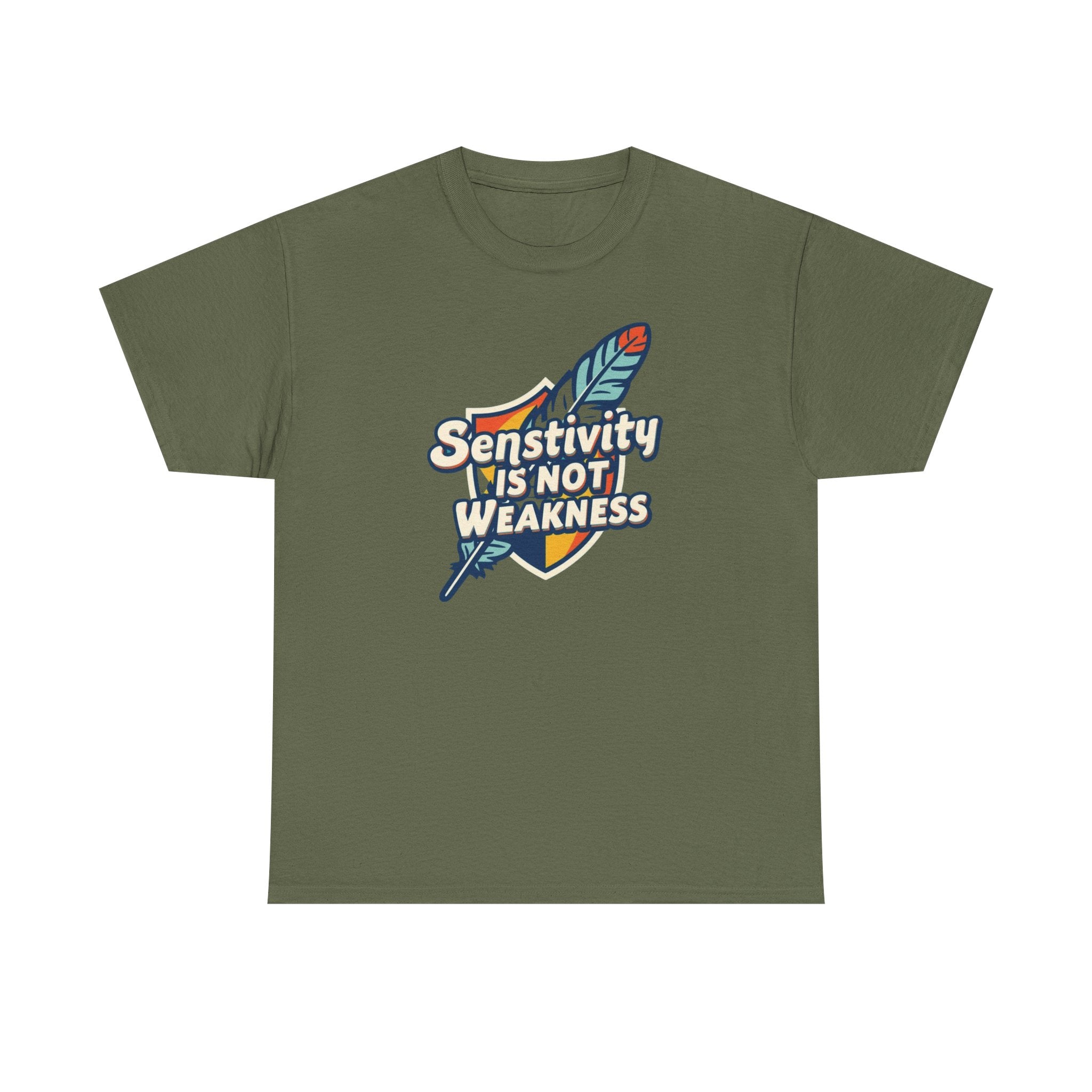 Sensitivity Is Not Weakness T-Shirt — Empathy Feather Graphic Tee