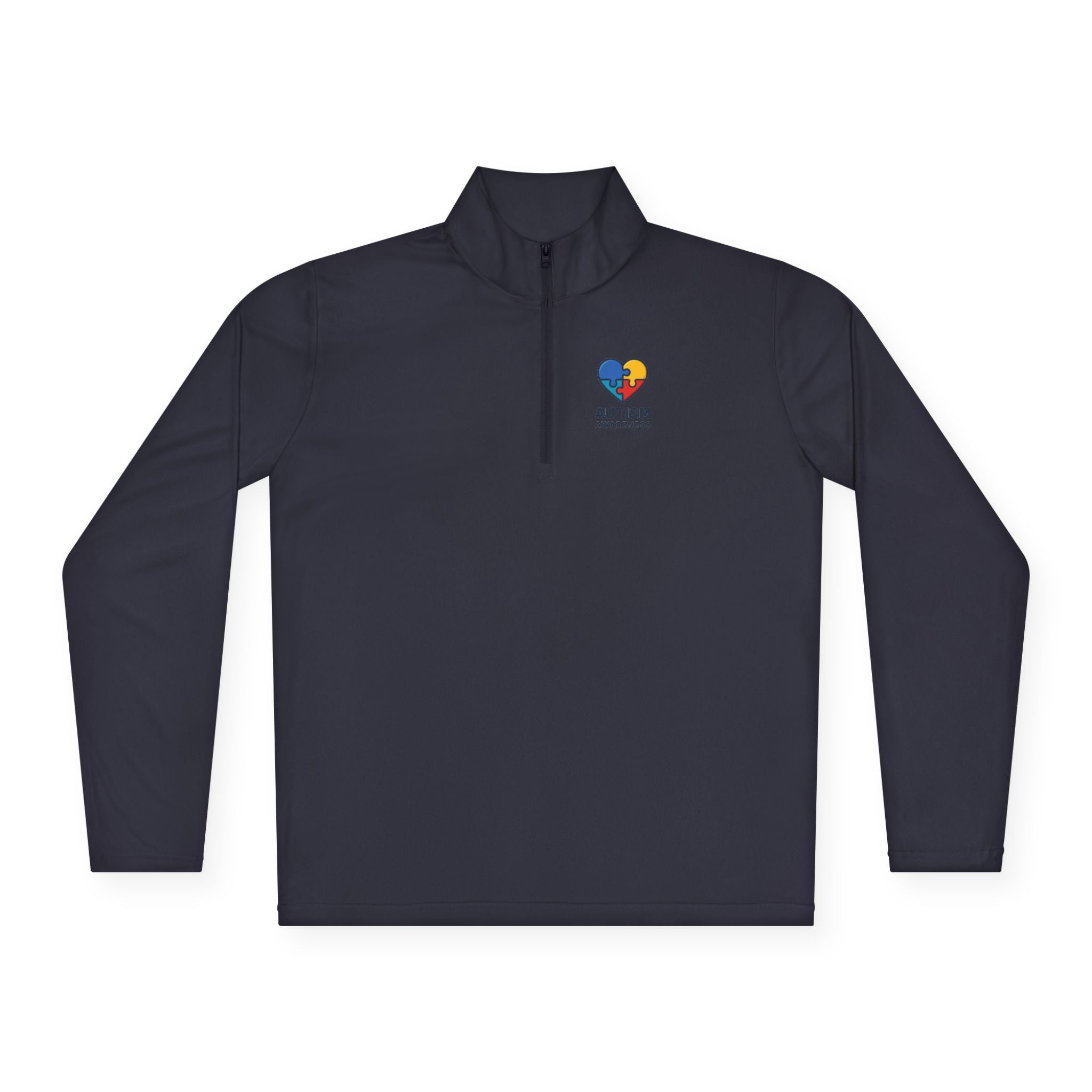 Autism Awareness Quarter-Zip Pullover — Puzzle Heart Logo