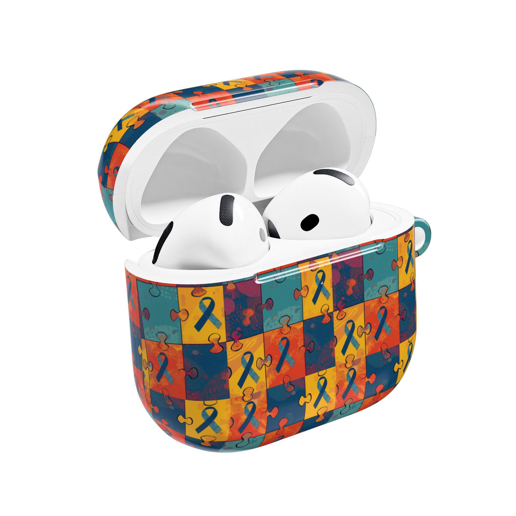 Awareness Ribbon Puzzle Pattern AirPod Case — Colorful Support & Hope Design