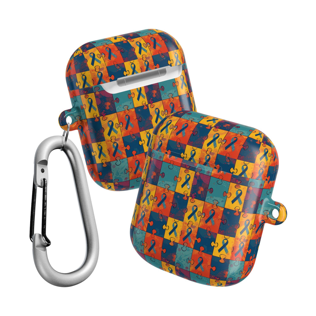 Awareness Ribbon Puzzle Pattern AirPod Case — Colorful Support & Hope Design