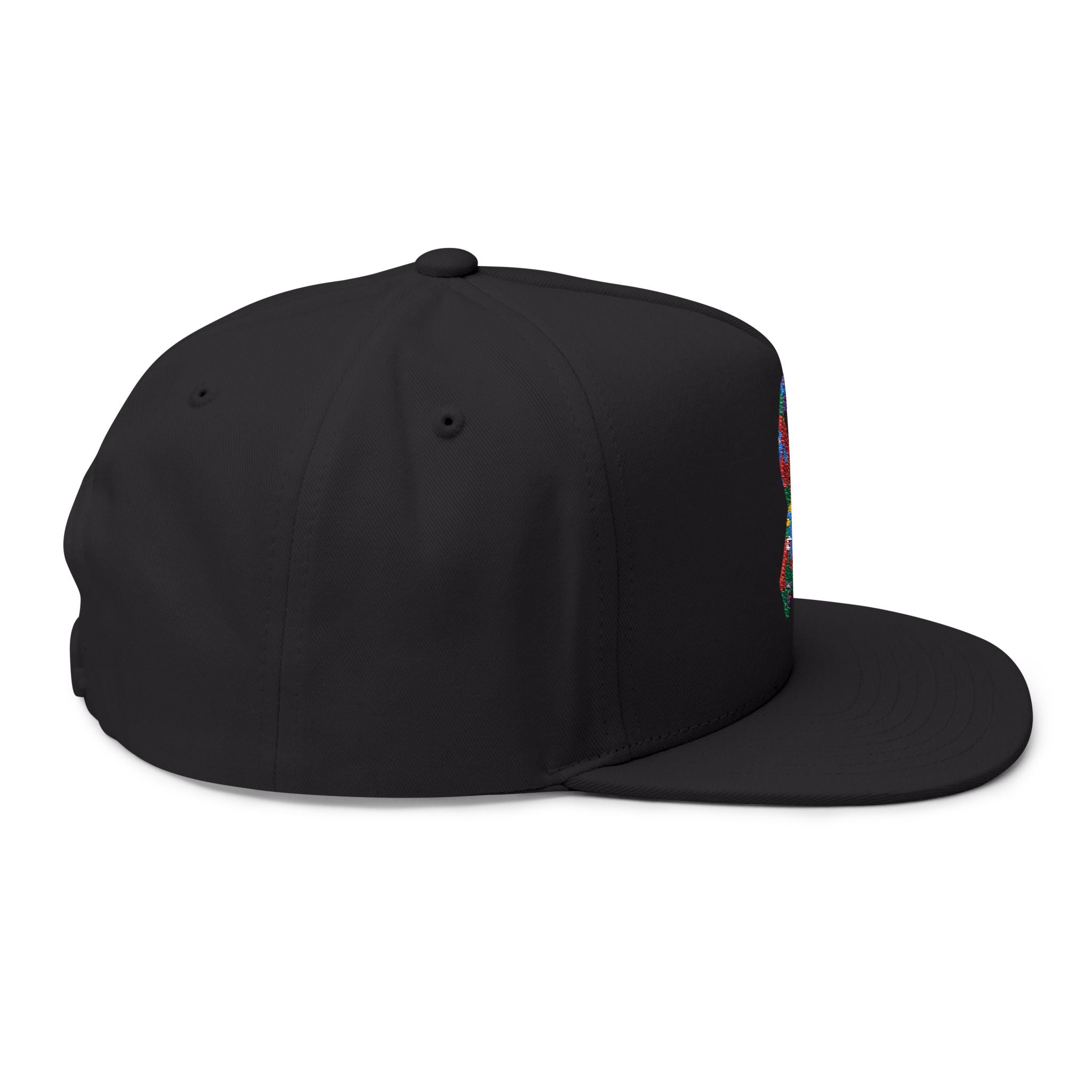 Embroidered Colorful Puzzle Ribbon Snapback Hat — Autism Awareness Flat Bill Cap