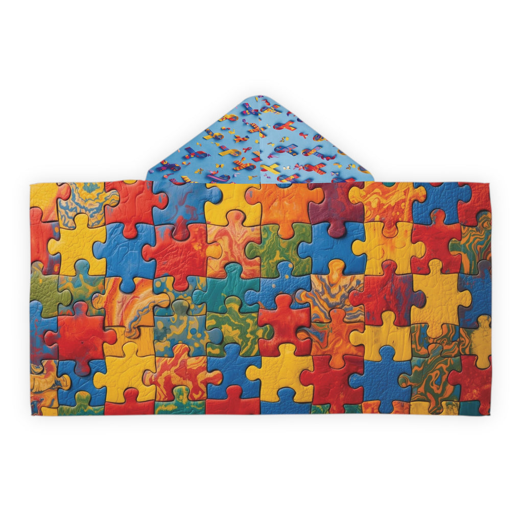 Kids Hooded Towel — Colorful Puzzle Print Beach & Bath Wrap