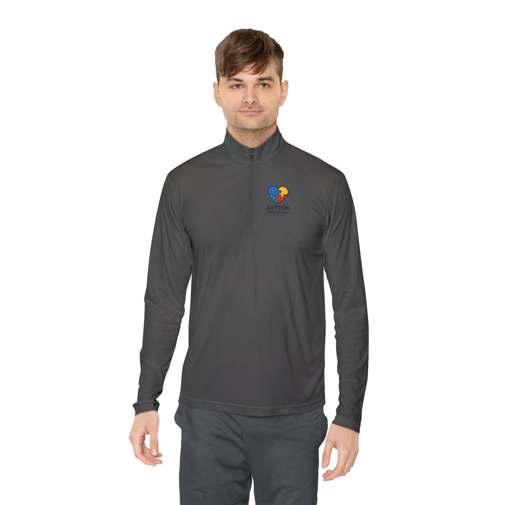 Autism Awareness Quarter-Zip Pullover — Puzzle Heart Logo