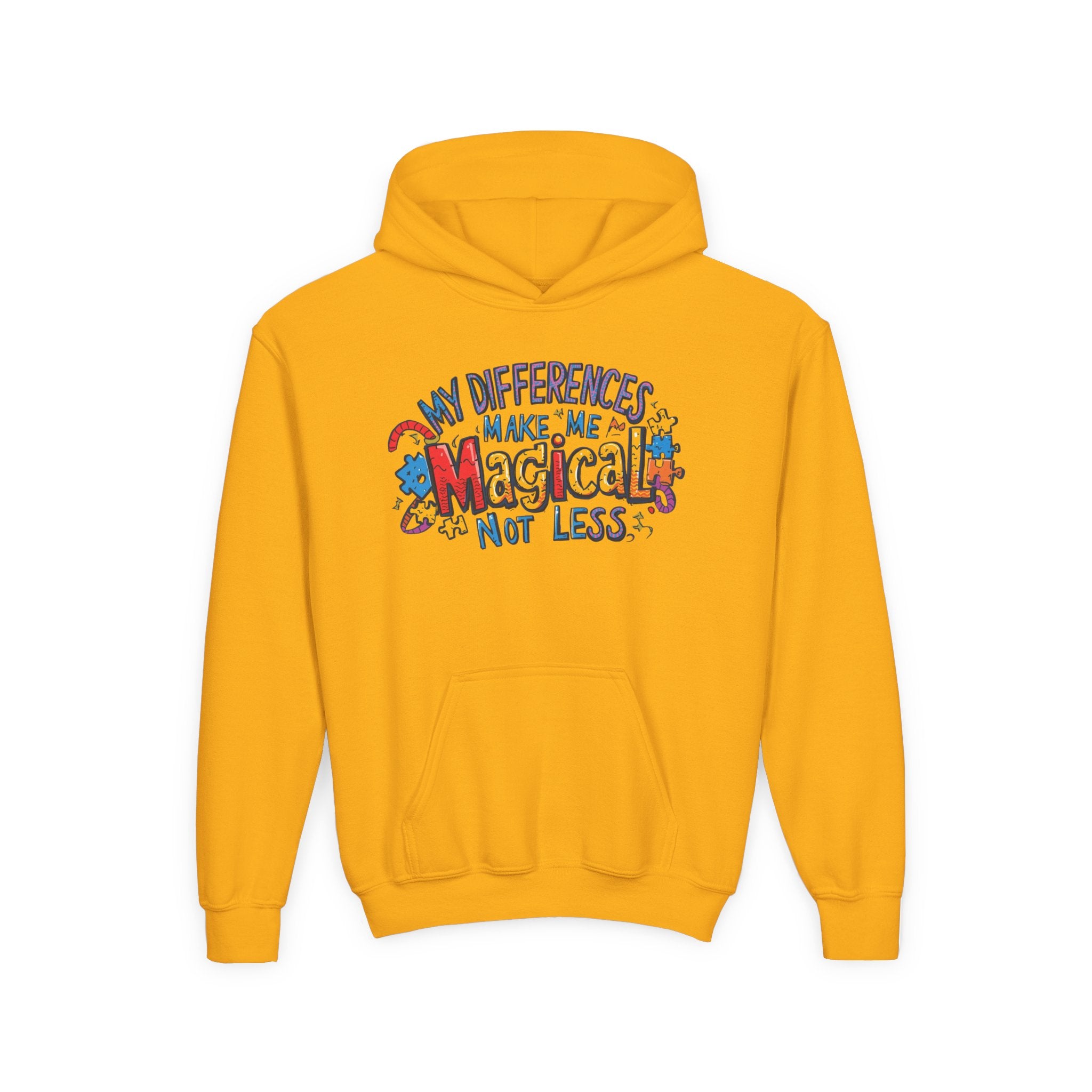 Youth Hoodie - "My Differences Make Me Magical Not Less" Positive Autism Awareness Pullover