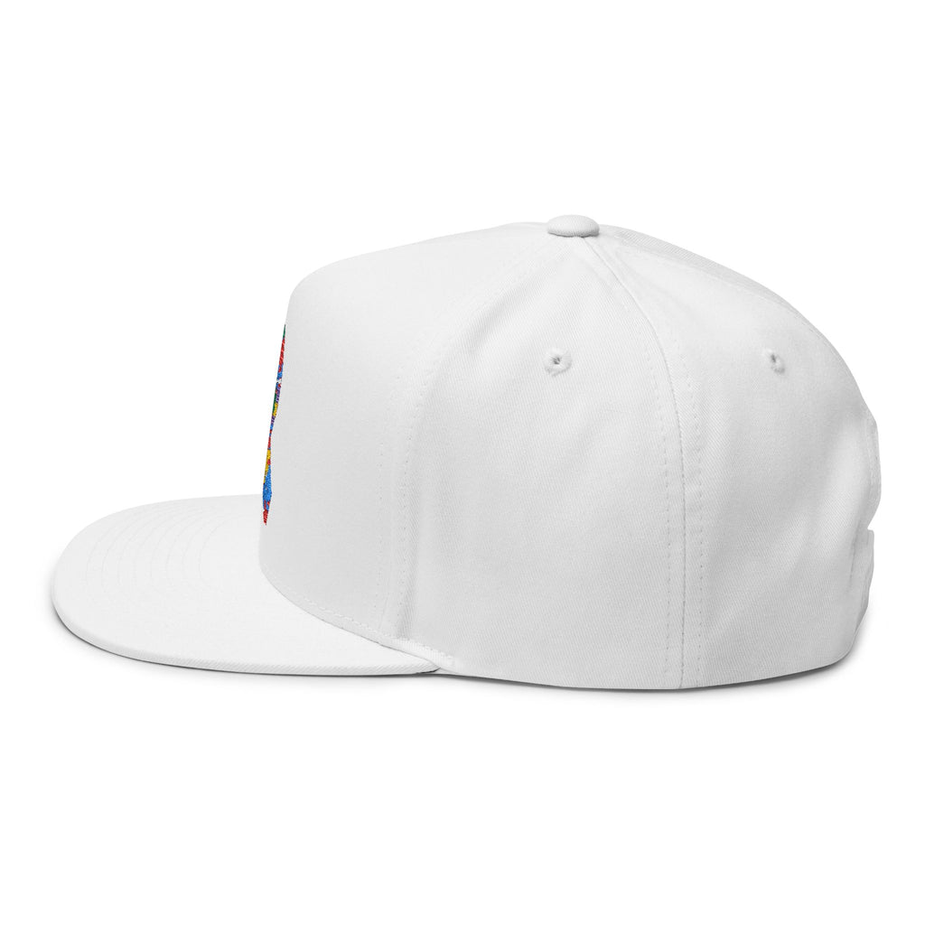 Embroidered Colorful Puzzle Ribbon Snapback Hat — Autism Awareness Flat Bill Cap