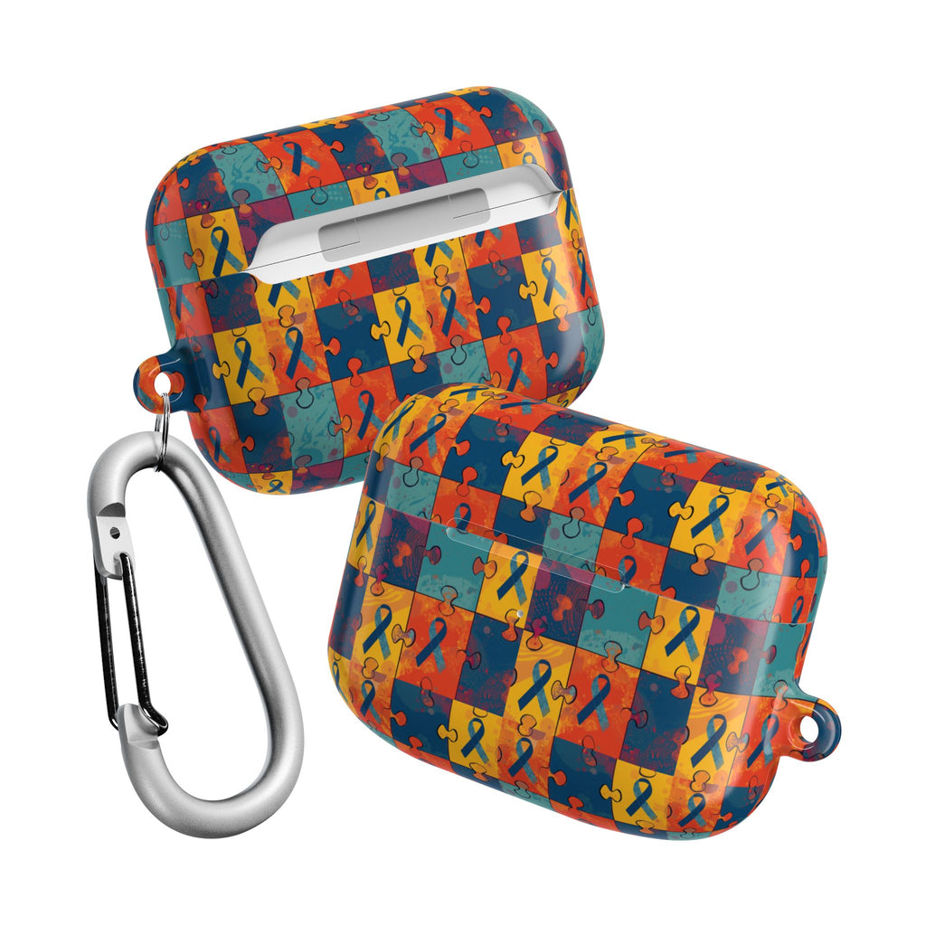 Awareness Ribbon Puzzle Pattern AirPod Case — Colorful Support & Hope Design