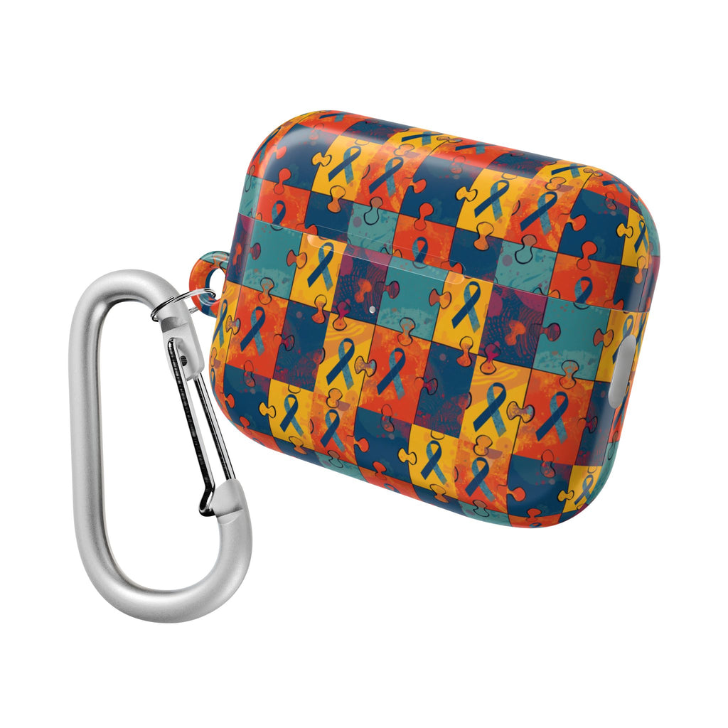 Awareness Ribbon Puzzle Pattern AirPod Case — Colorful Support & Hope Design