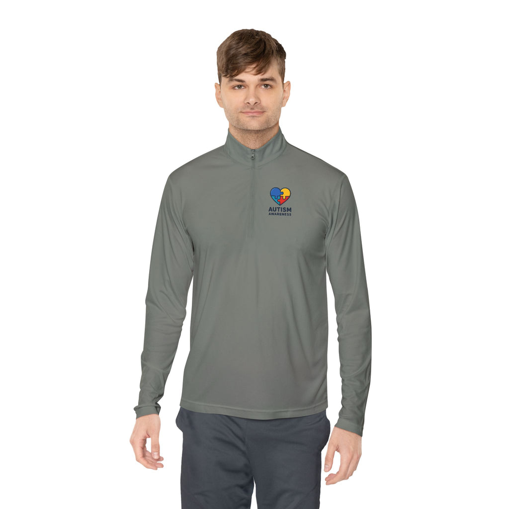 Autism Awareness Quarter-Zip Pullover — Puzzle Heart Logo