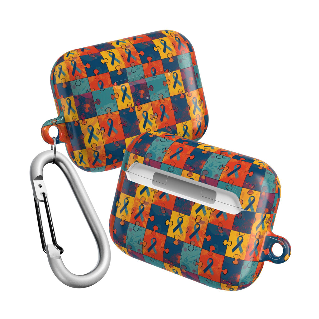 Awareness Ribbon Puzzle Pattern AirPod Case — Colorful Support & Hope Design