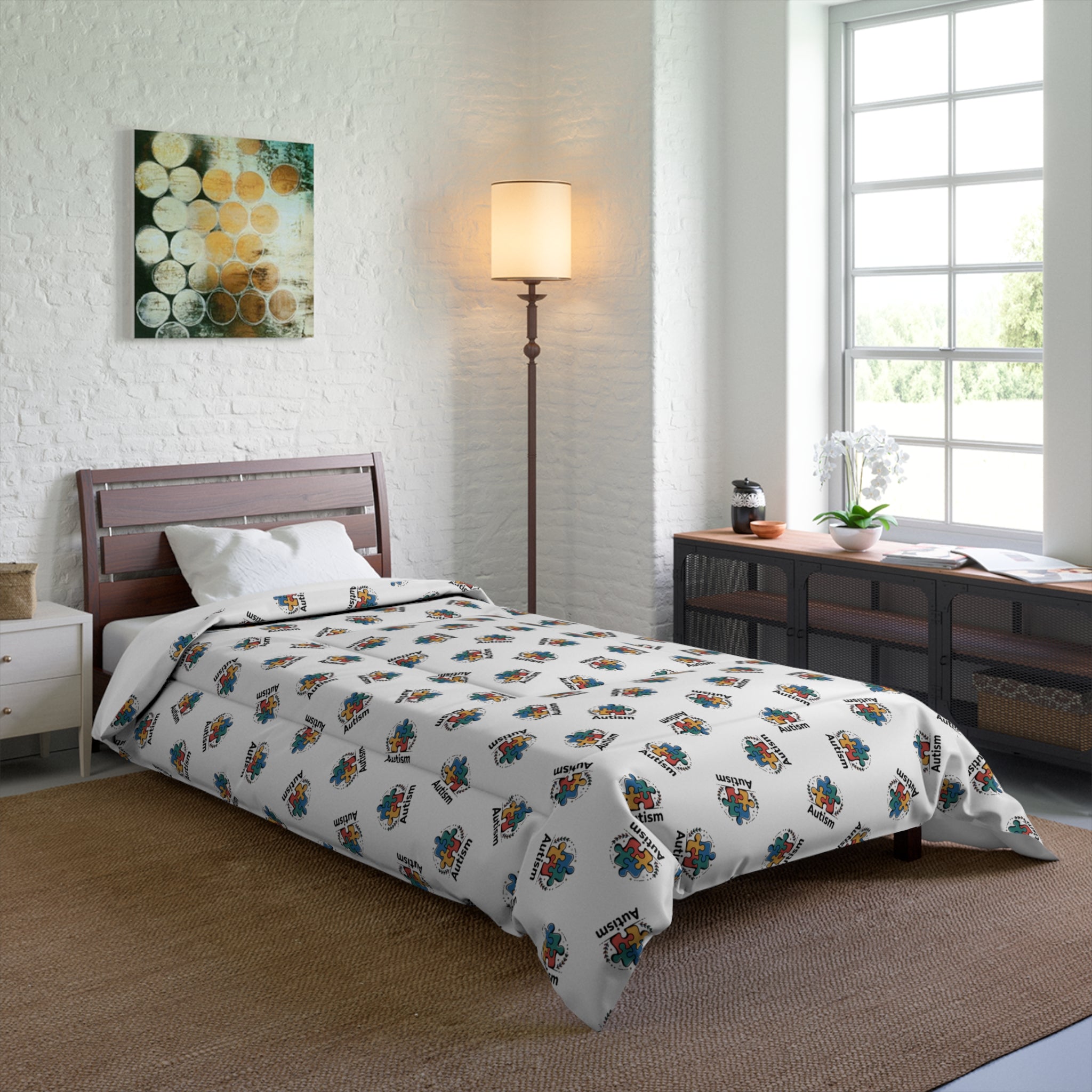 Comforter - Colorful Floral Geode Pattern Duvet Cover for Bedroom Decor