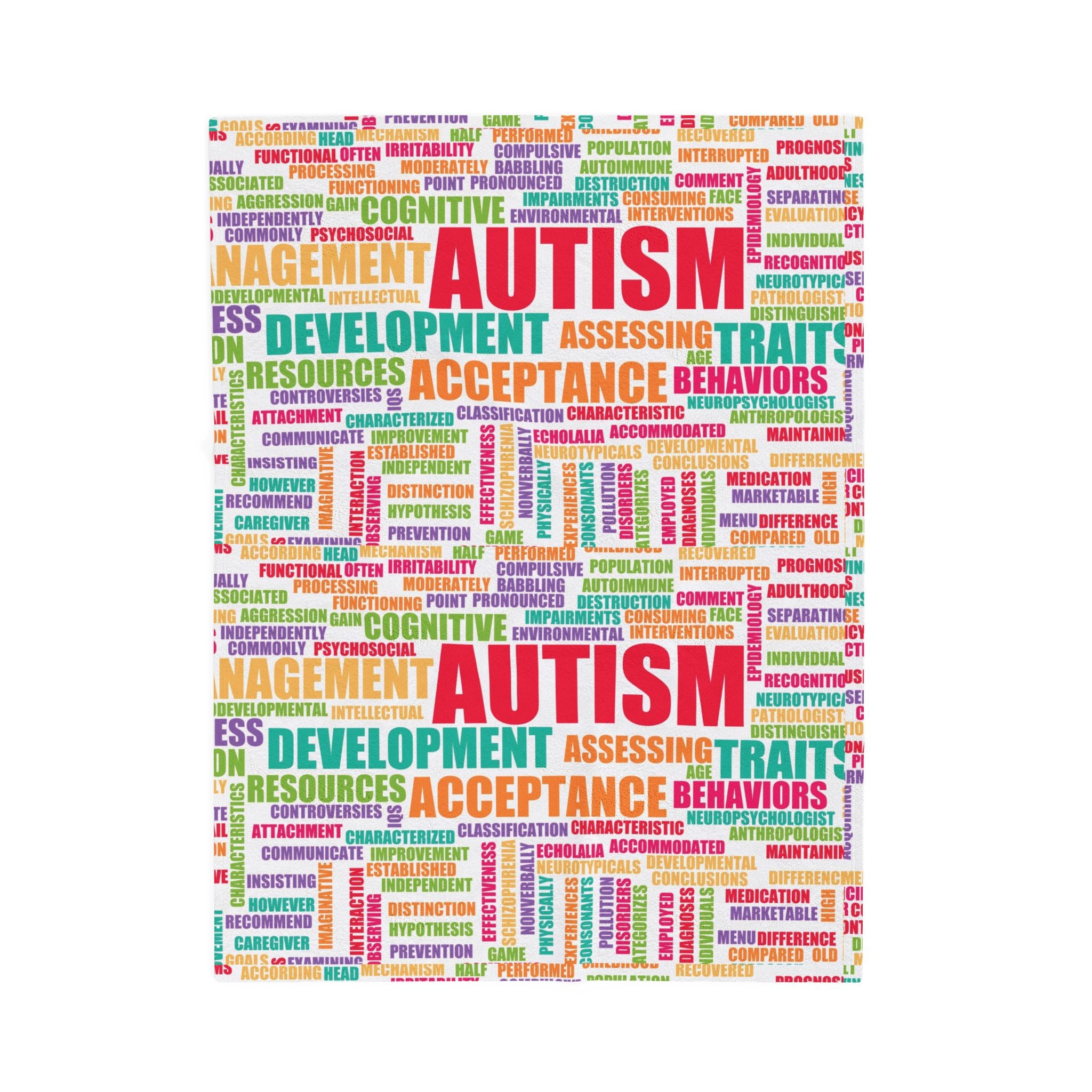 Autism Awareness Word Cloud Velveteen Blanket