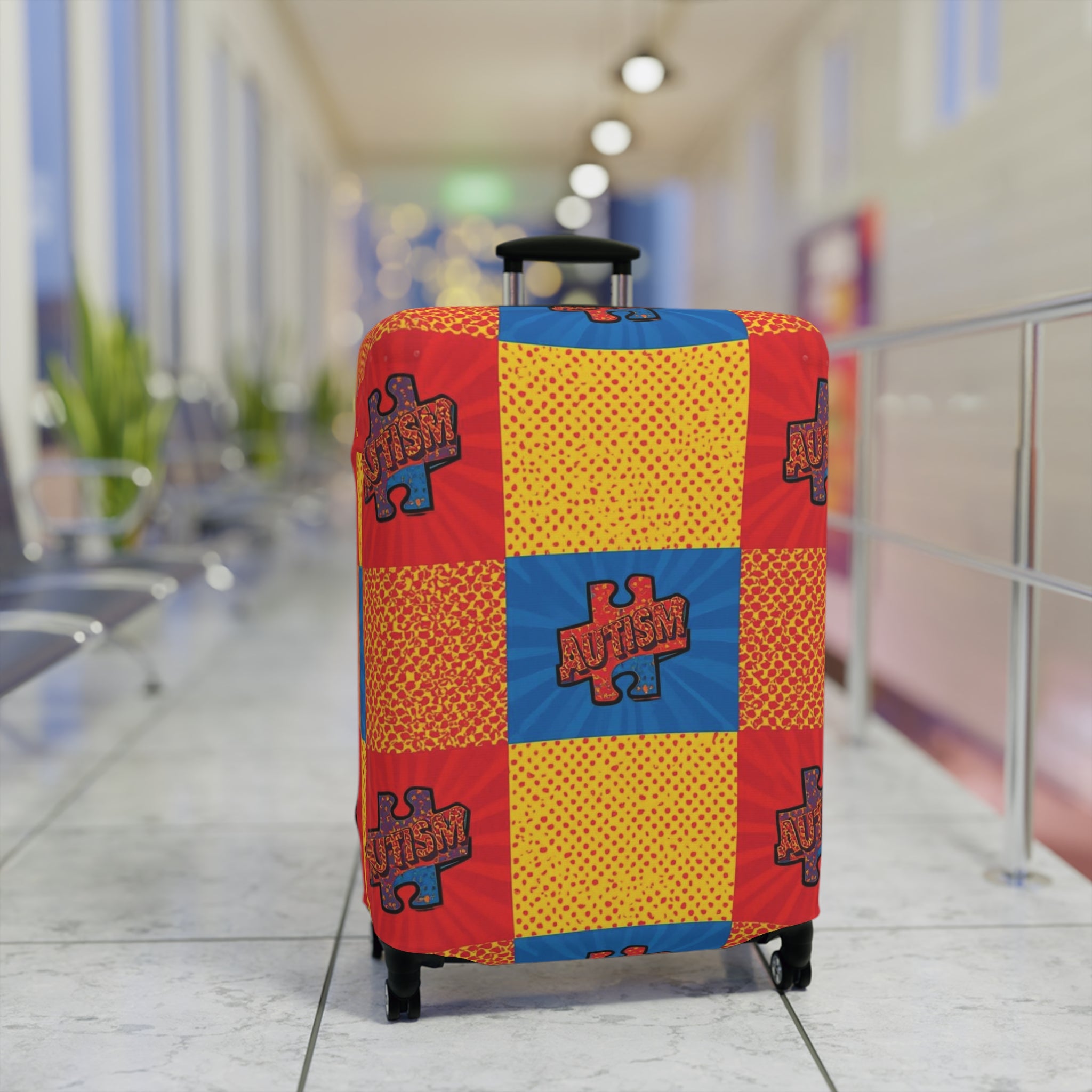 Autism Awareness Puzzle Luggage Cover — Bright Travel Protector