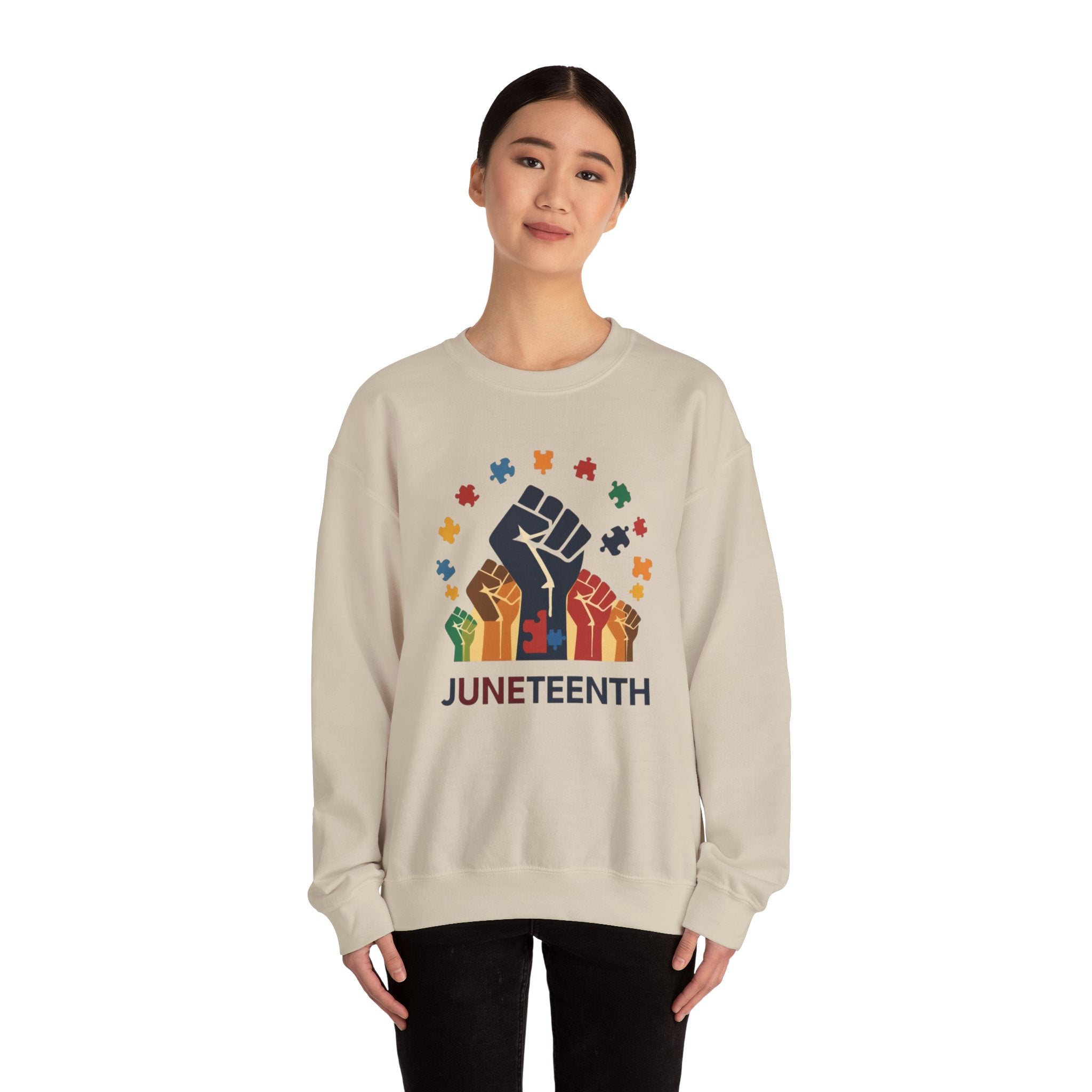Juneteenth Meets Autism 2 Sweatshirt - Multicolor Unity Graphic Crewneck