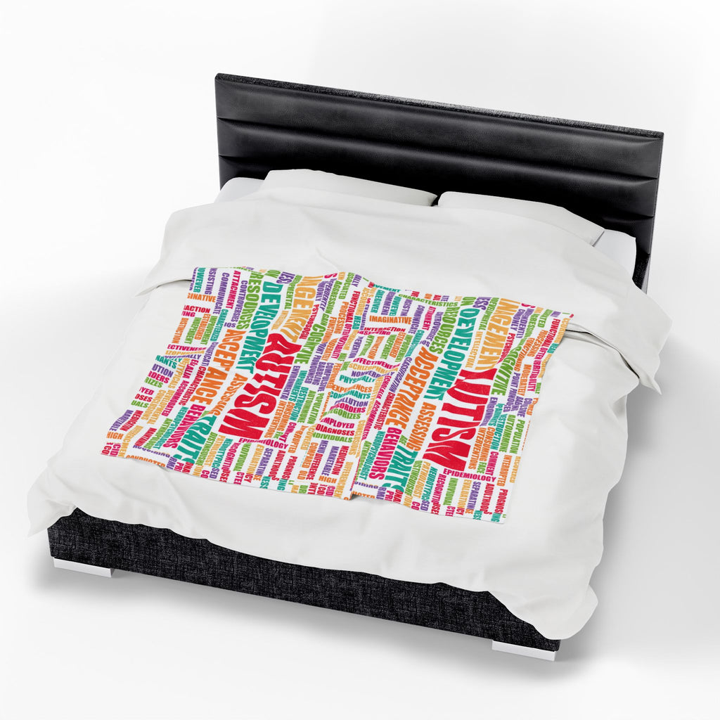 Autism Awareness Word Cloud Velveteen Blanket