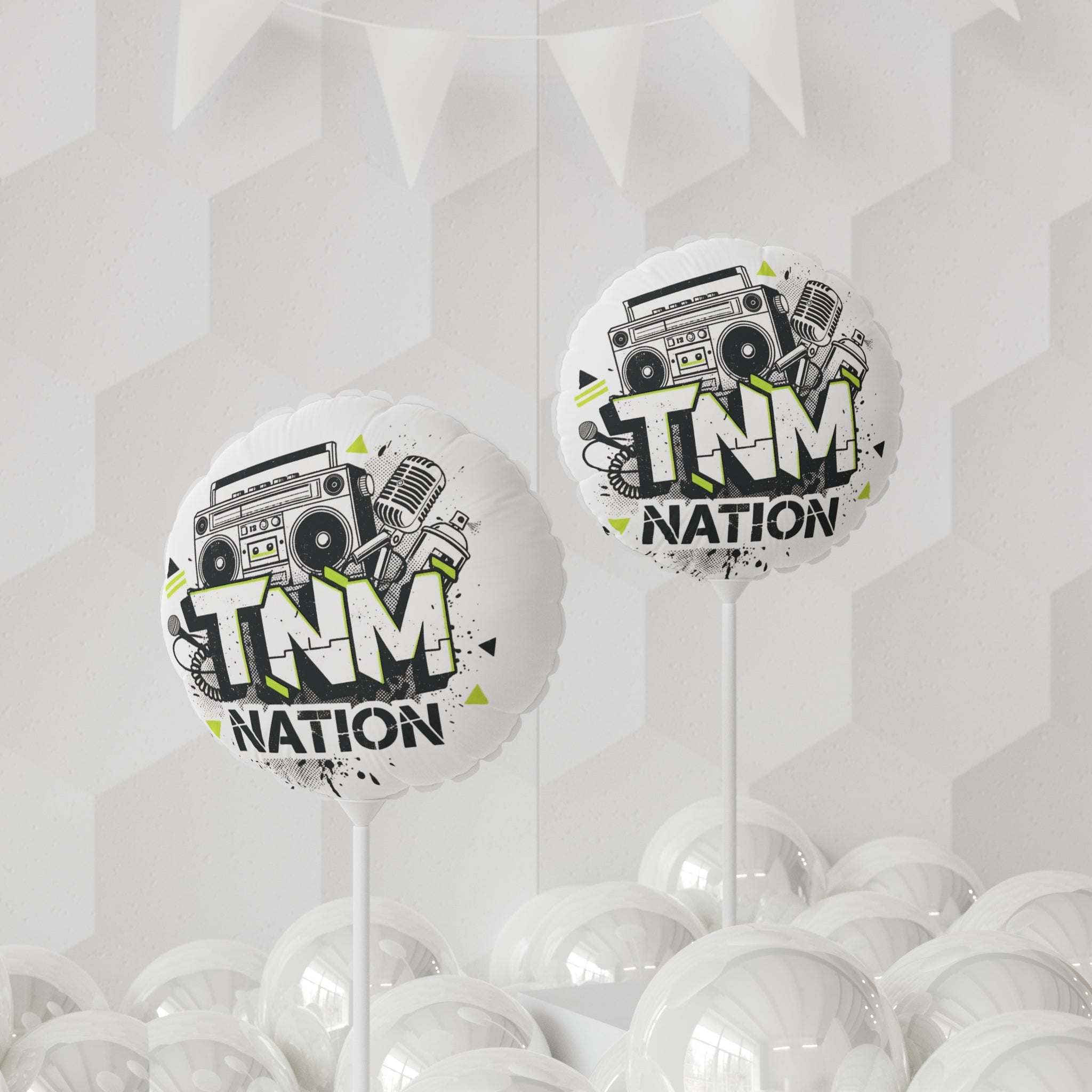 TNM Nation 11" Round Foil Balloon – Retro Boombox Party Decor
