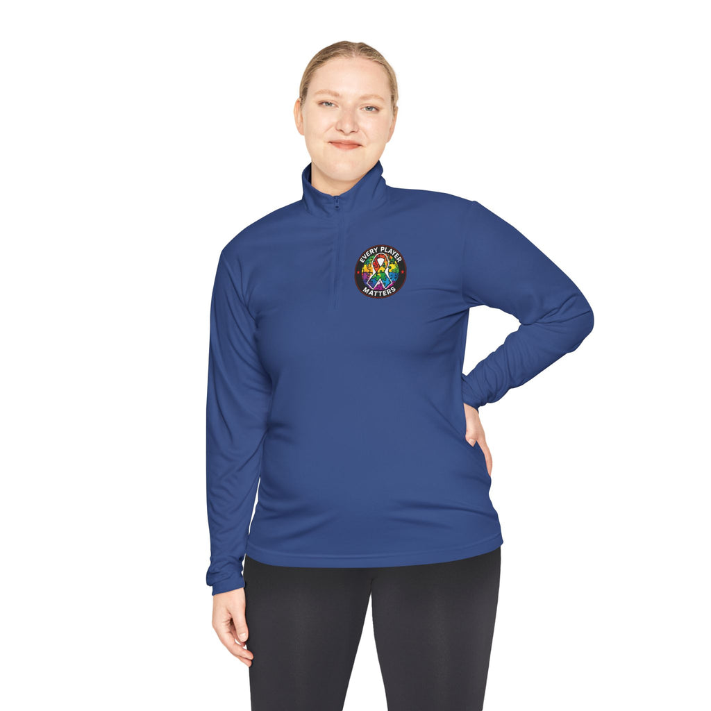 Quarter-Zip Pullover • Colorful Geometric Mushroom Logo — Psychedelic Nature Vibe