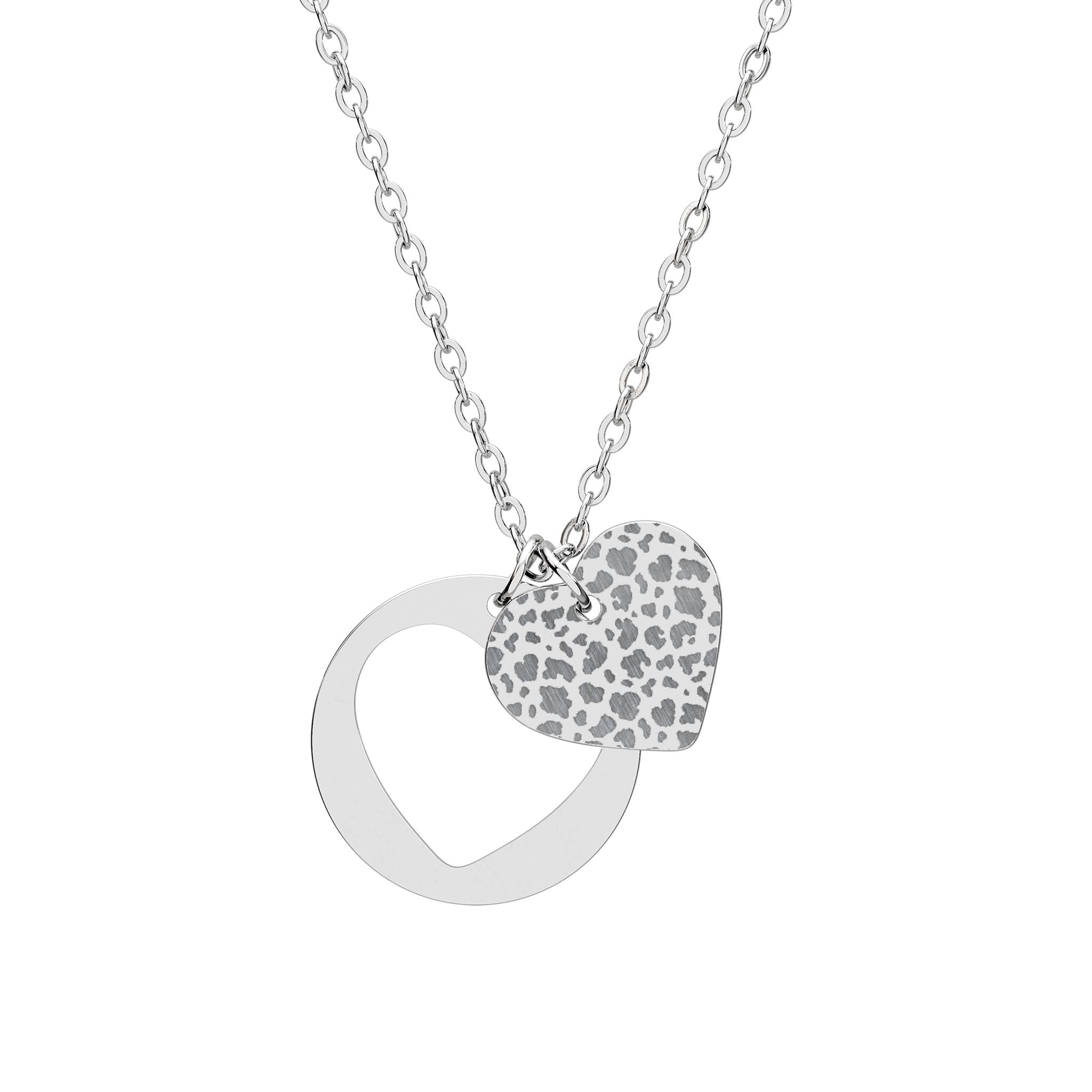 Engravable Heart Cutout Necklace — Personalized Circle & Textured Heart Pendant