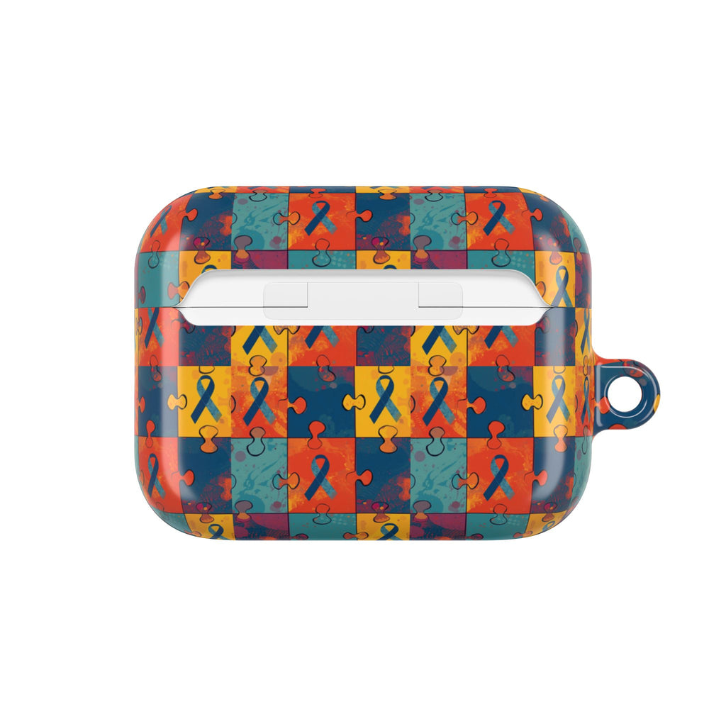 Awareness Ribbon Puzzle Pattern AirPod Case — Colorful Support & Hope Design