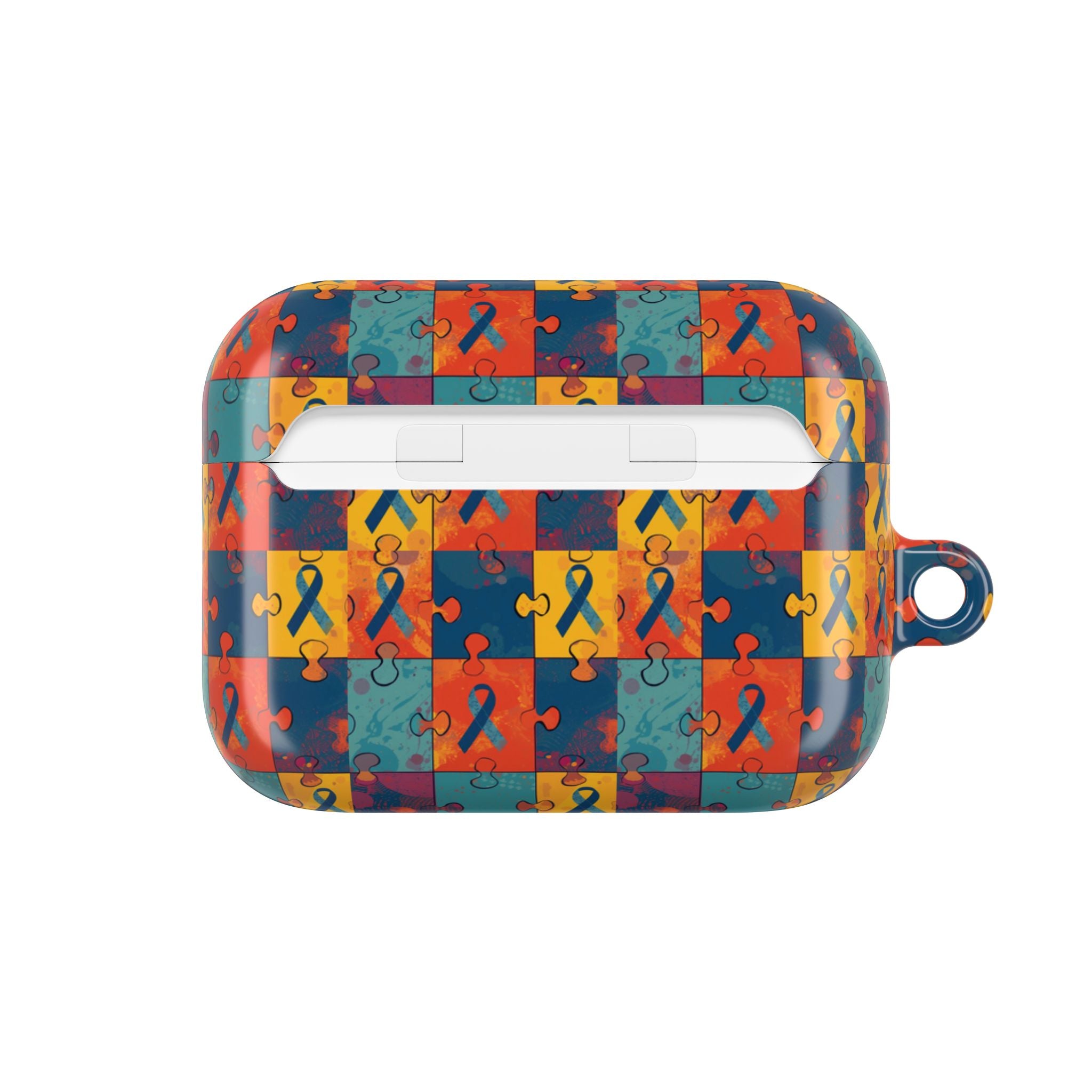 Awareness Ribbon Puzzle Pattern AirPod Case — Colorful Support & Hope Design