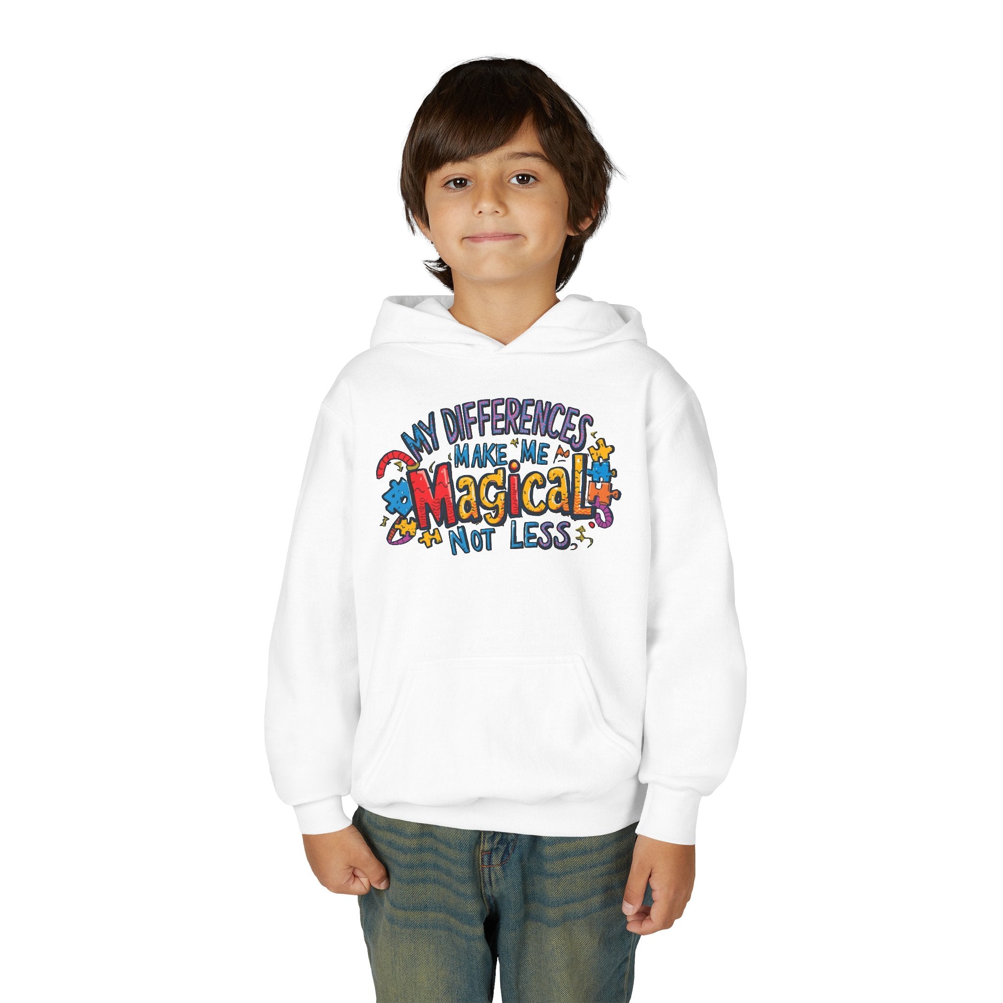 Youth Hoodie - "My Differences Make Me Magical Not Less" Positive Autism Awareness Pullover