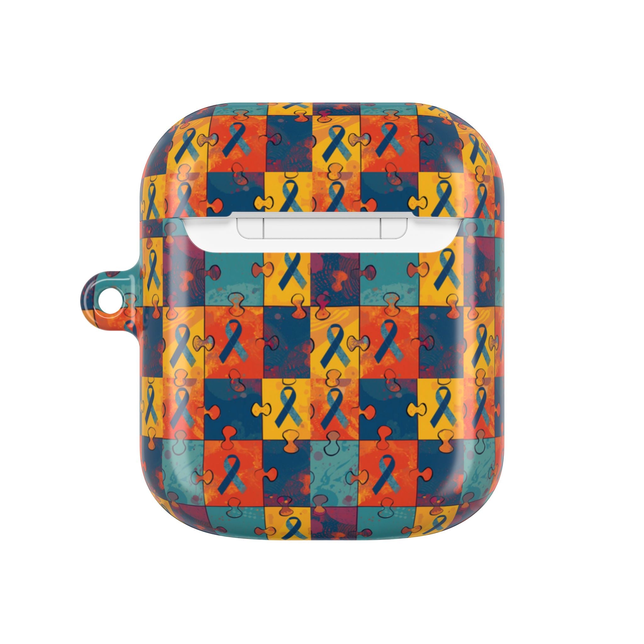 Awareness Ribbon Puzzle Pattern AirPod Case — Colorful Support & Hope Design