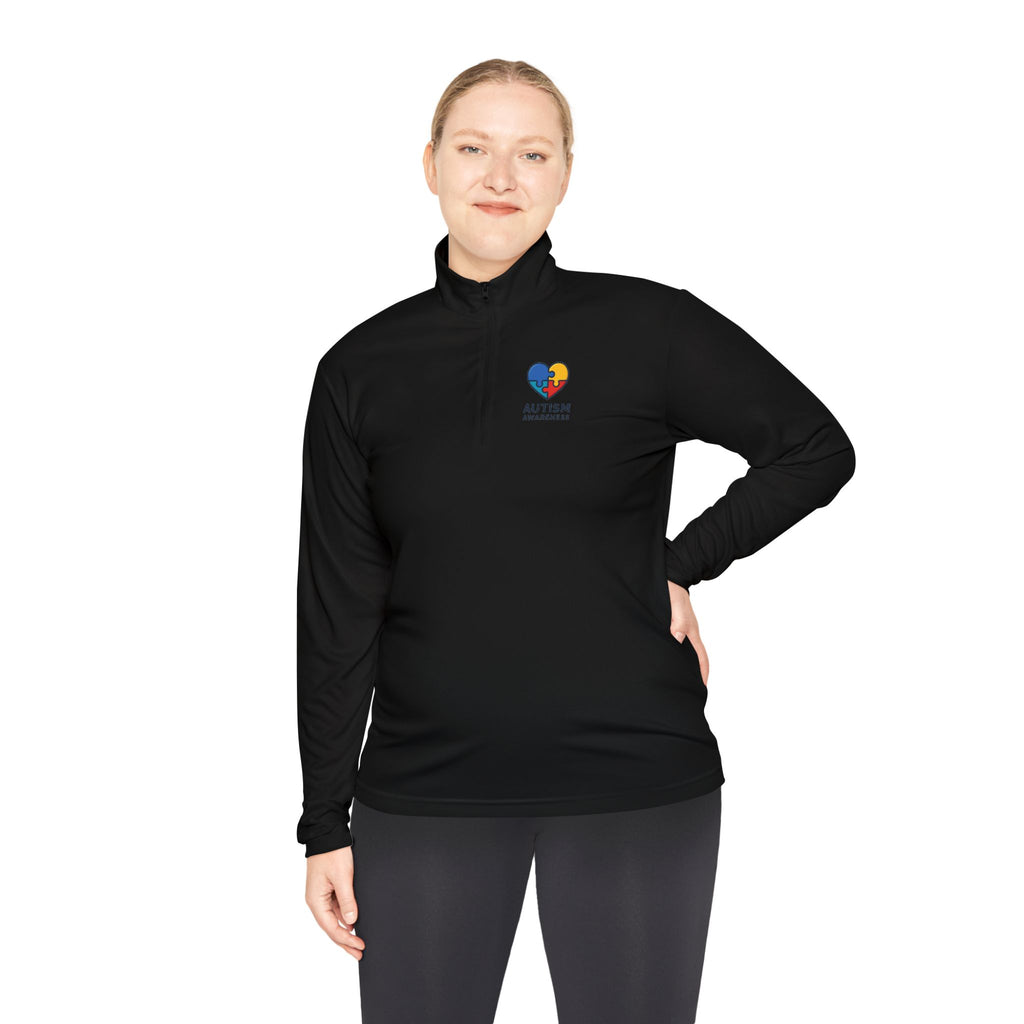 Autism Awareness Quarter-Zip Pullover — Puzzle Heart Logo