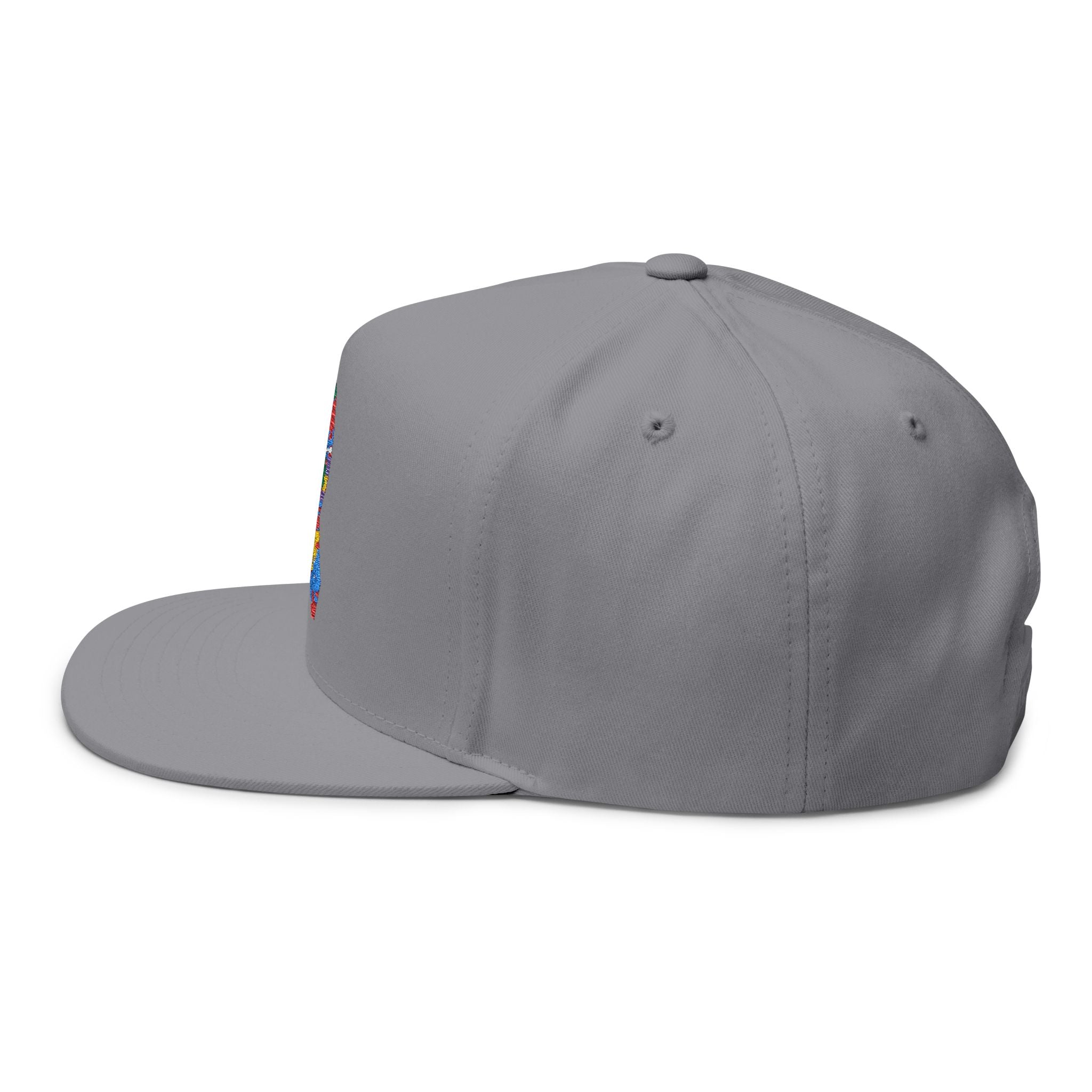 Embroidered Colorful Puzzle Ribbon Snapback Hat — Autism Awareness Flat Bill Cap