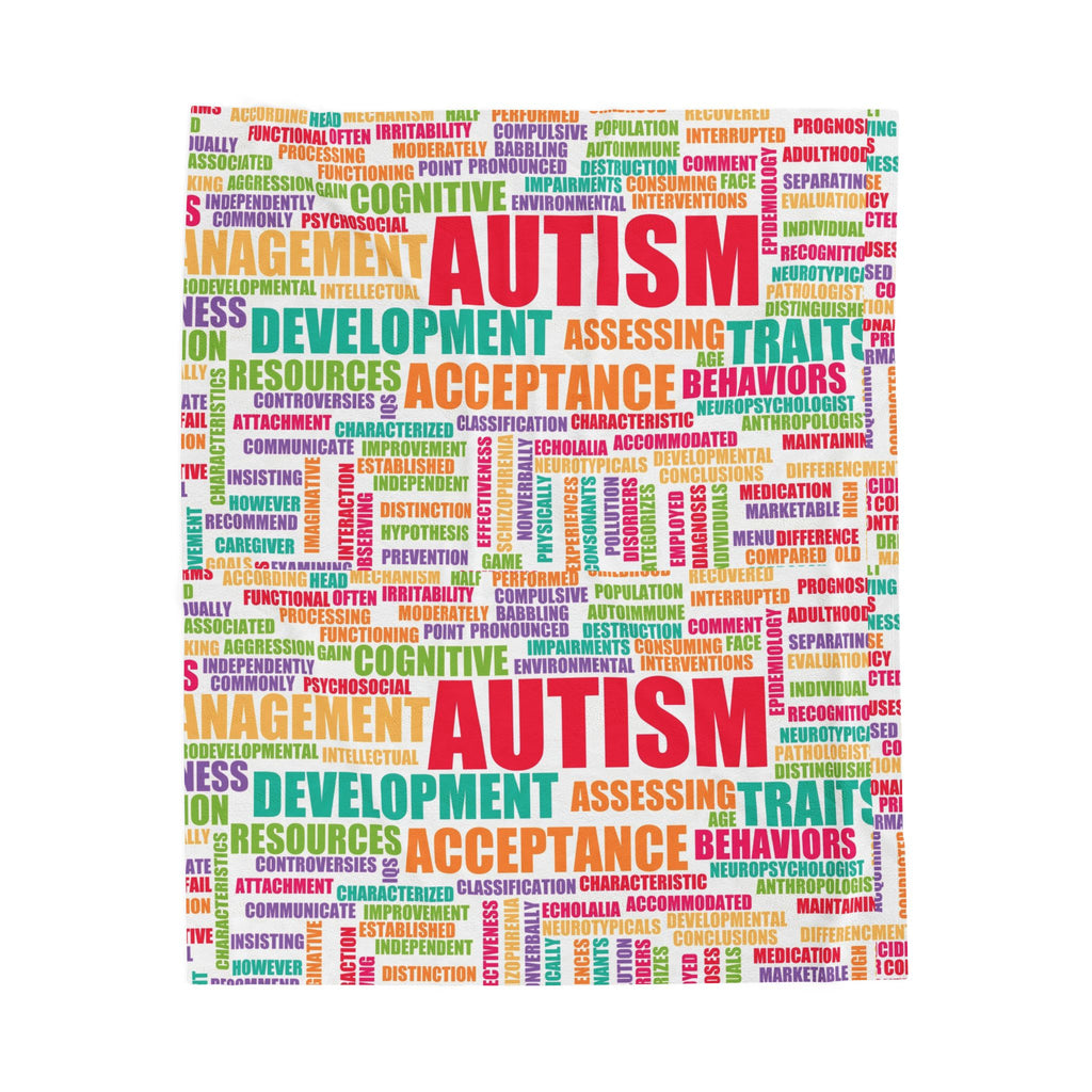 Autism Awareness Word Cloud Velveteen Blanket