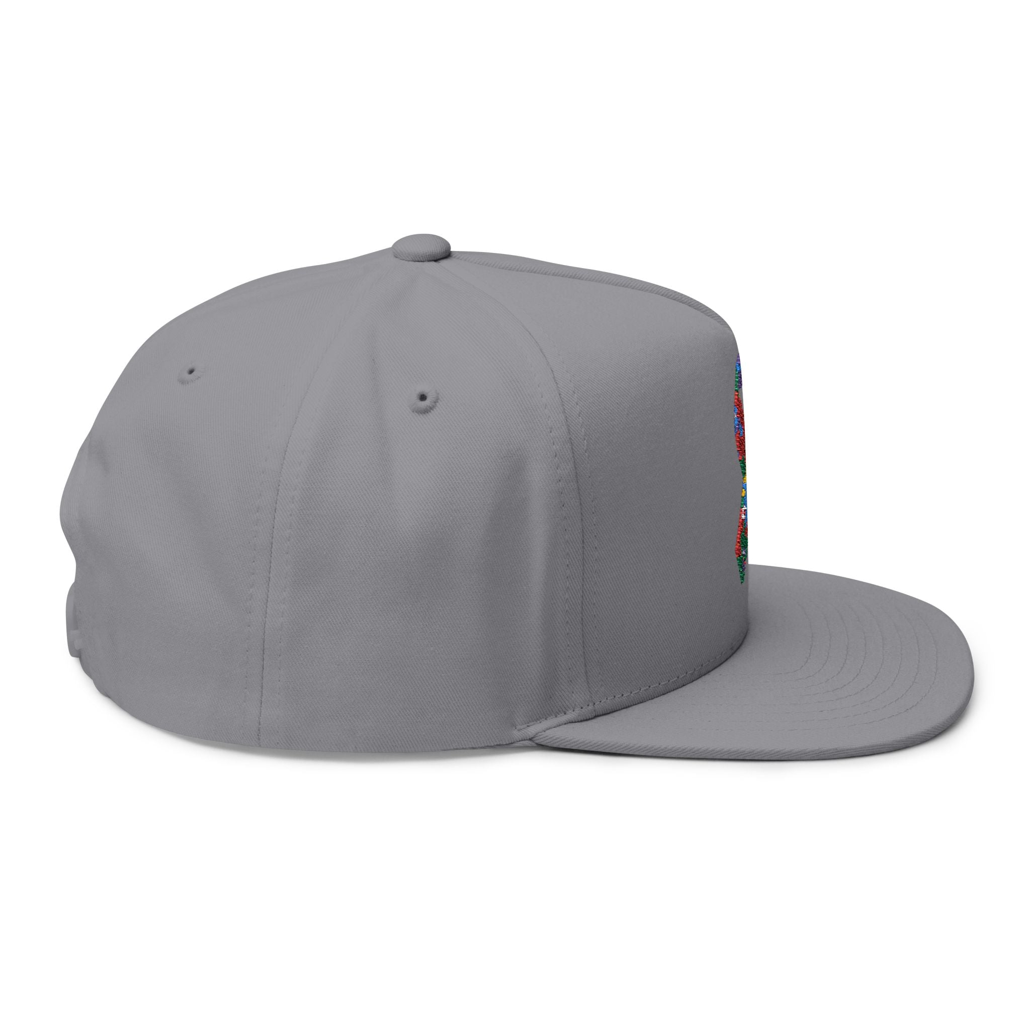 Embroidered Colorful Puzzle Ribbon Snapback Hat — Autism Awareness Flat Bill Cap