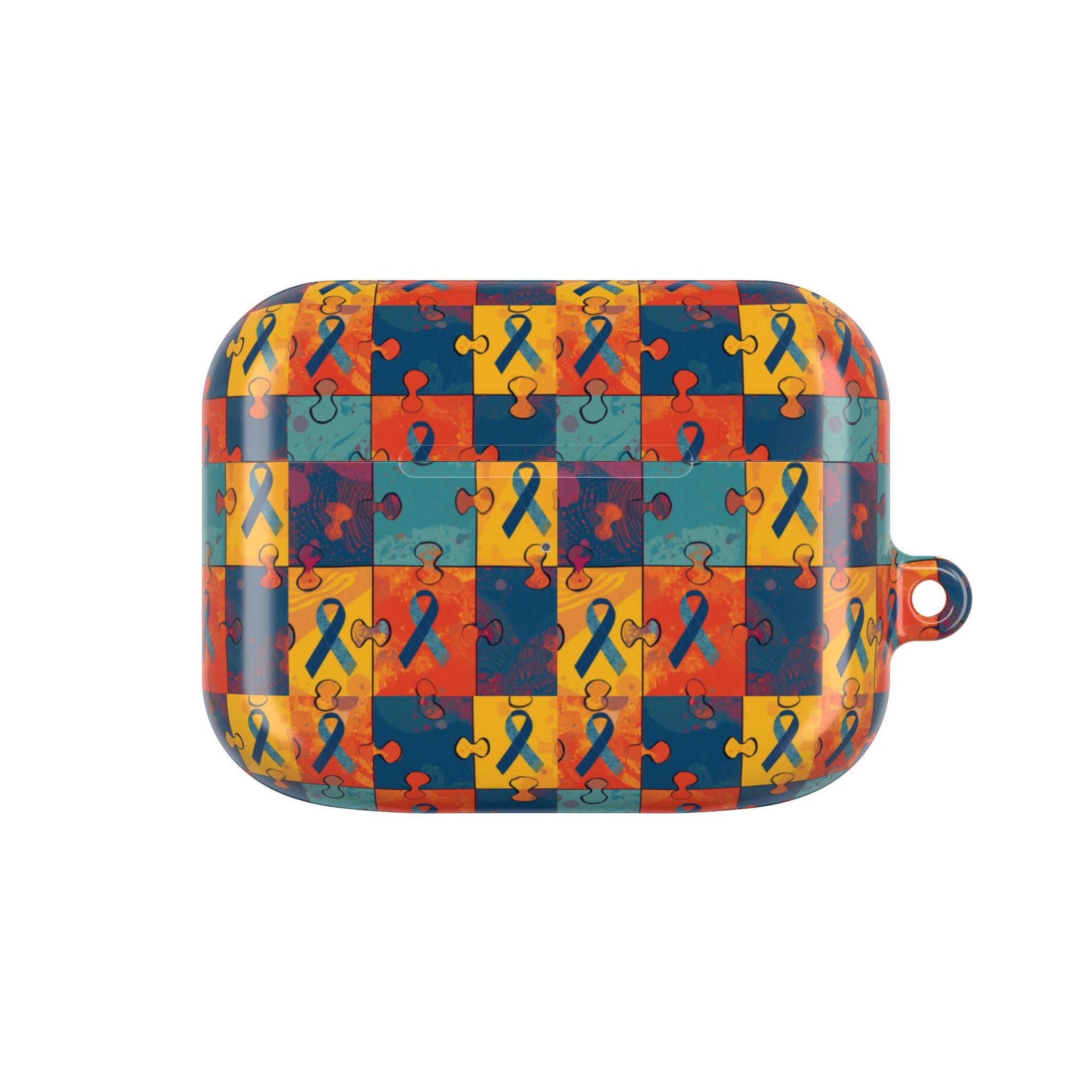 Awareness Ribbon Puzzle Pattern AirPod Case — Colorful Support & Hope Design