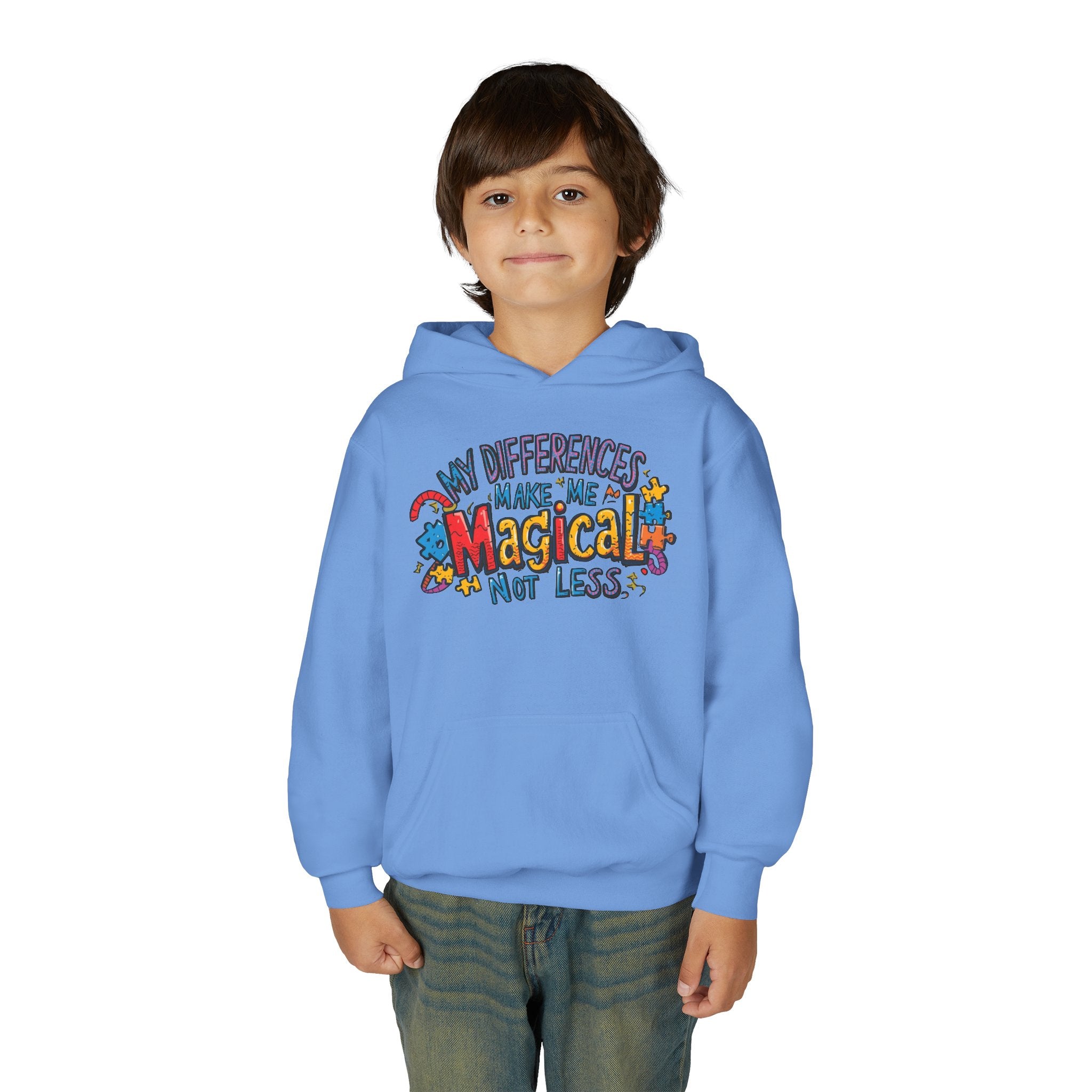 Youth Hoodie - "My Differences Make Me Magical Not Less" Positive Autism Awareness Pullover